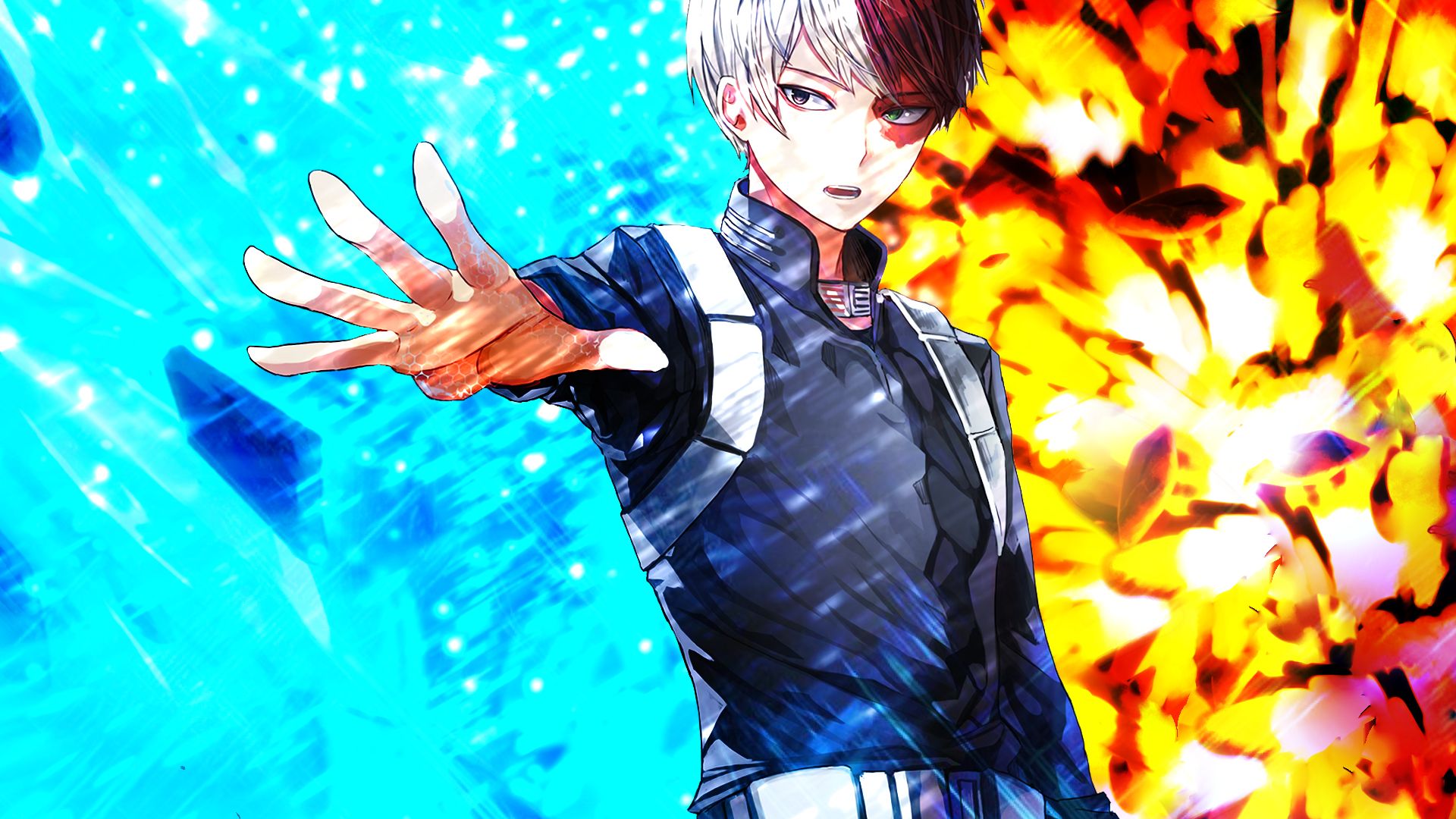 Wallpaper Cool, Confident, Shouto Todoroki, water and fire