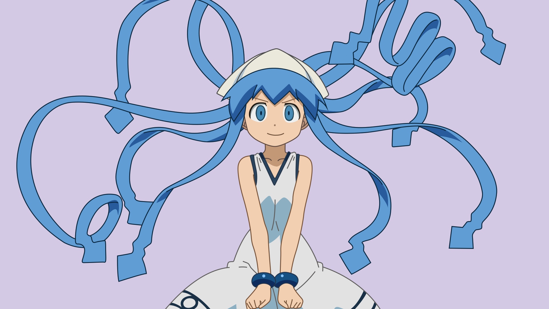 Wallpaper Blue hair, cute anime girl, Ika Musume, Shinryaku! Ika Musume