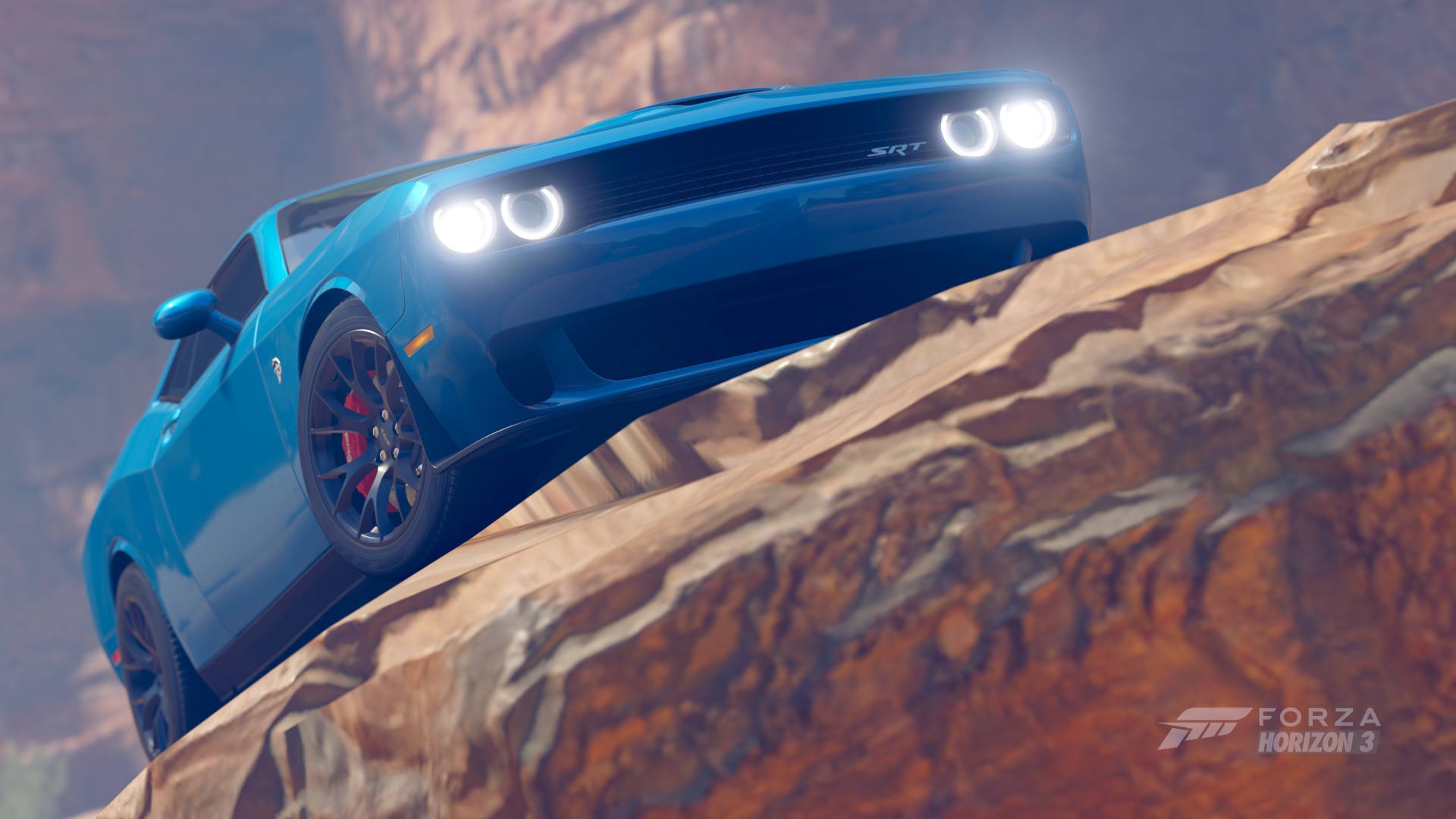 Wallpaper Dodge challenger, blue car, Forza Horizon 3, video game