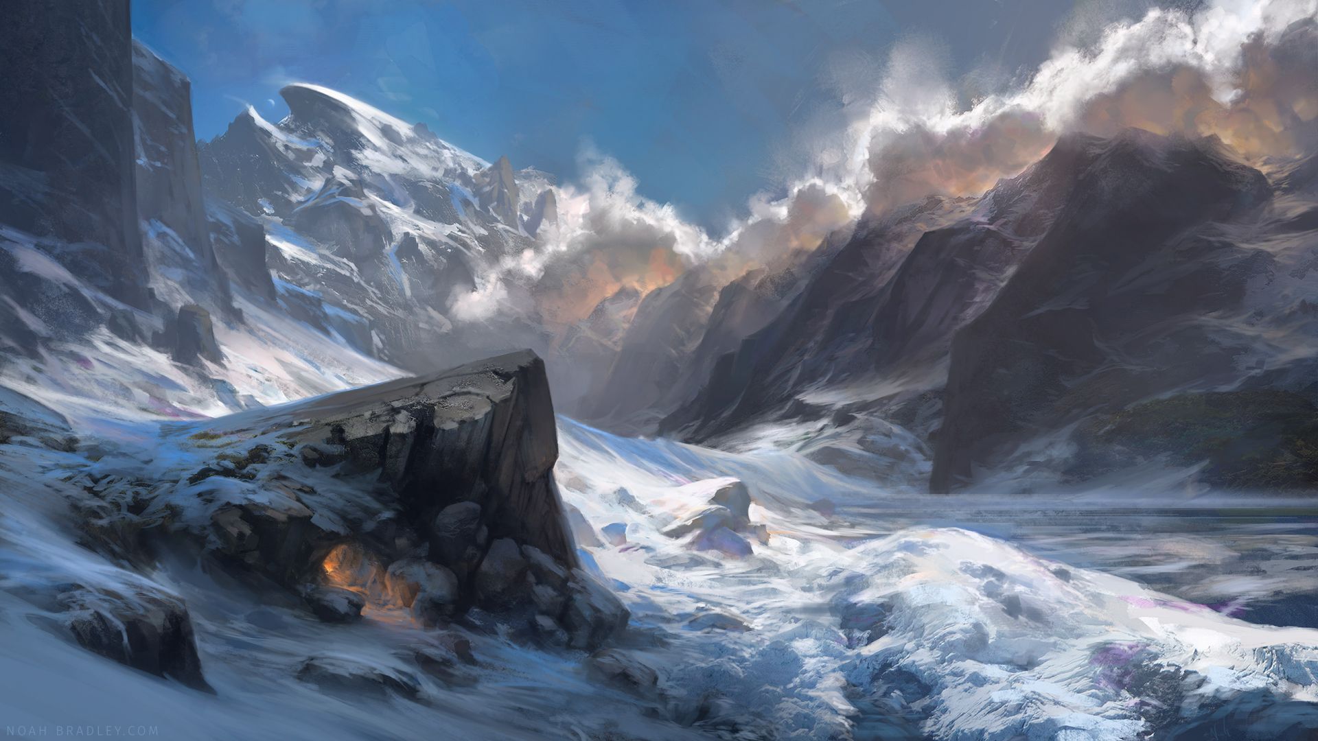 Wallpaper Mountains, snow, winter, nature, art