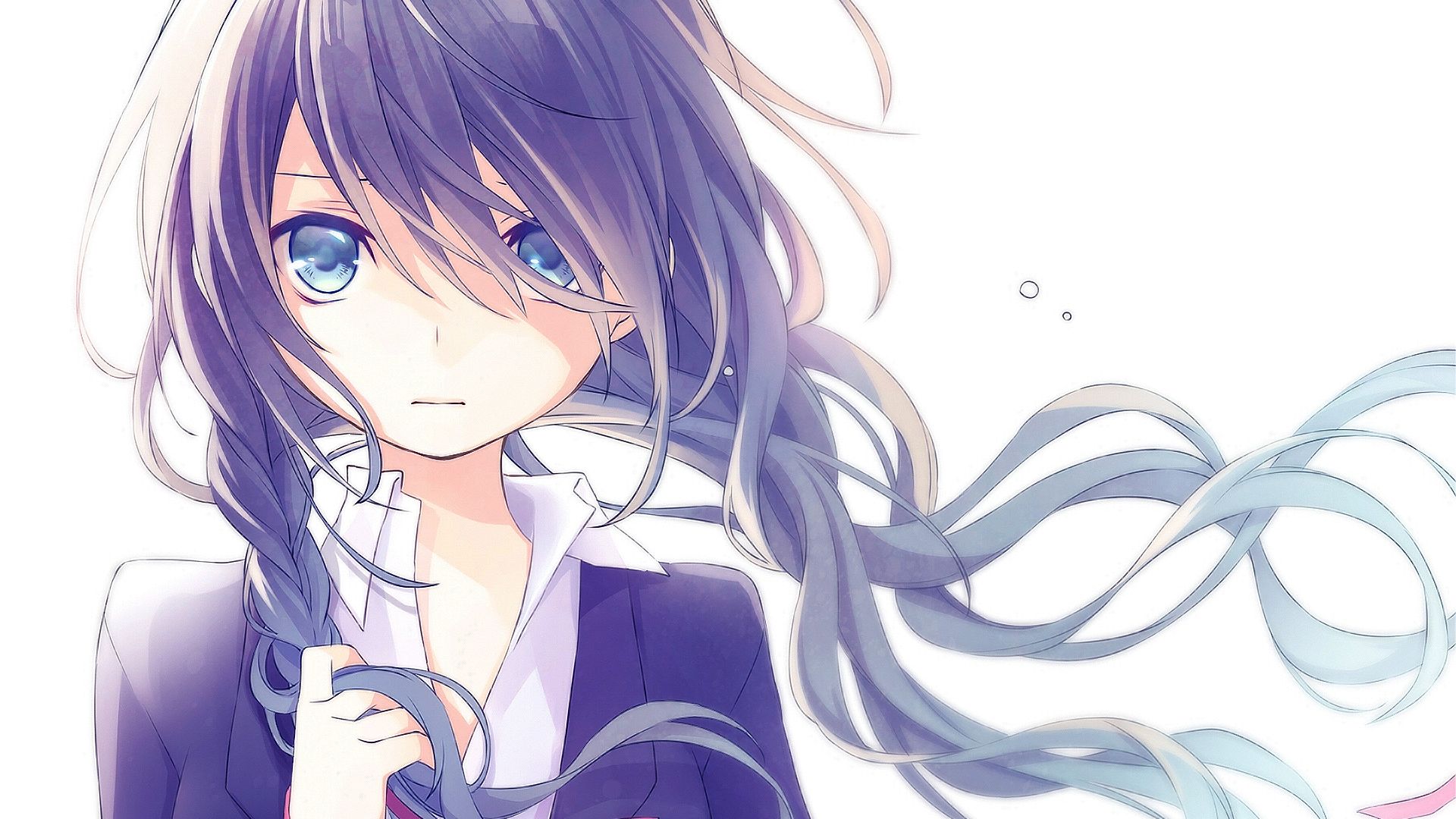 Wallpaper Anime girl, blue, long hair