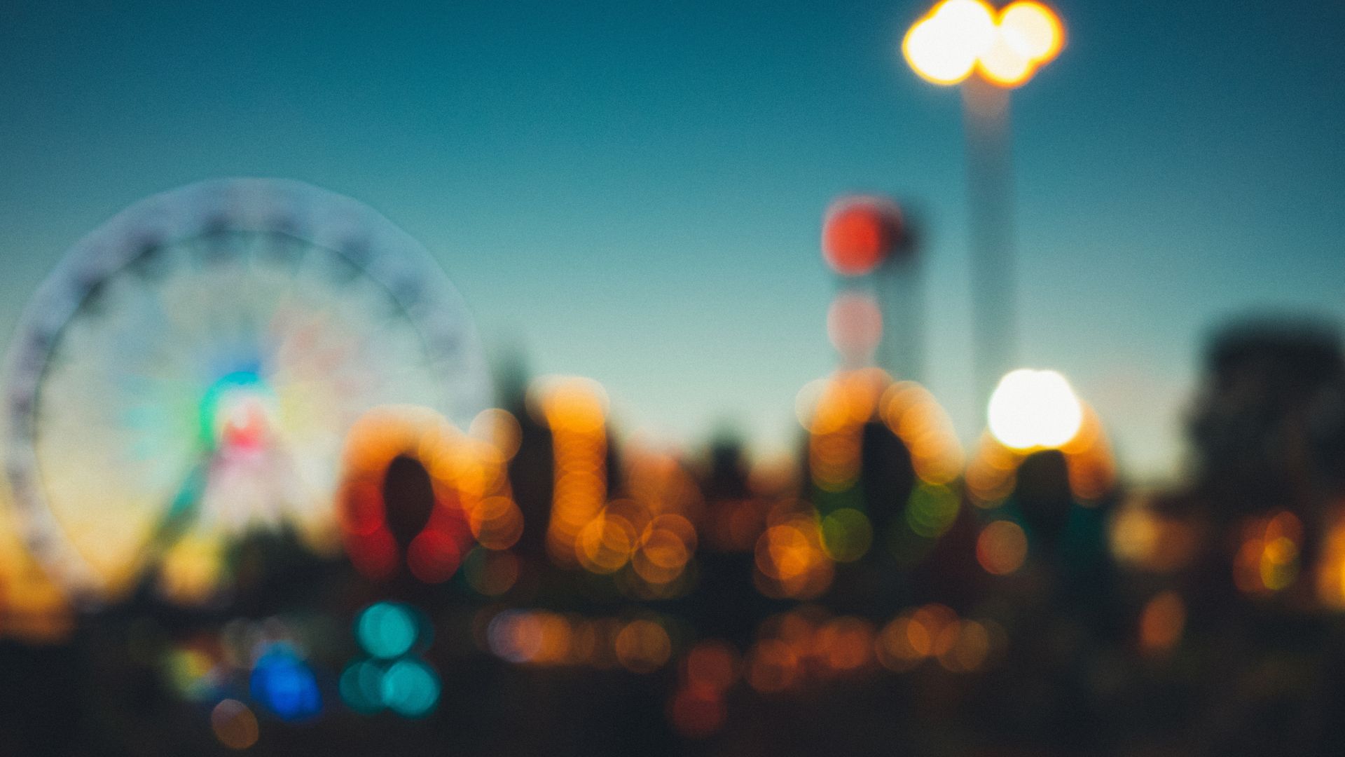 Wallpaper Amusement park, lights, Ferris wheel, blur, 5k