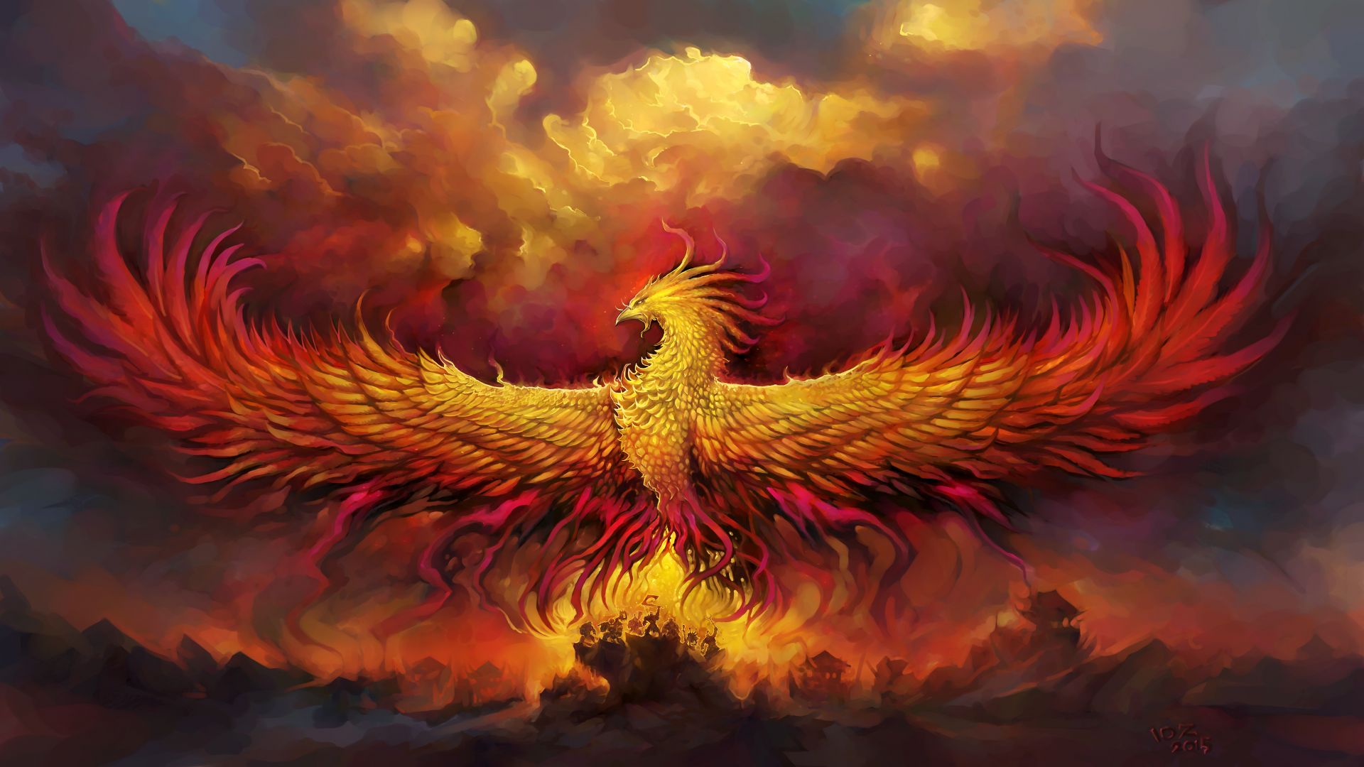 Wallpaper Phoenix, fantasy, wings, bird, 4k