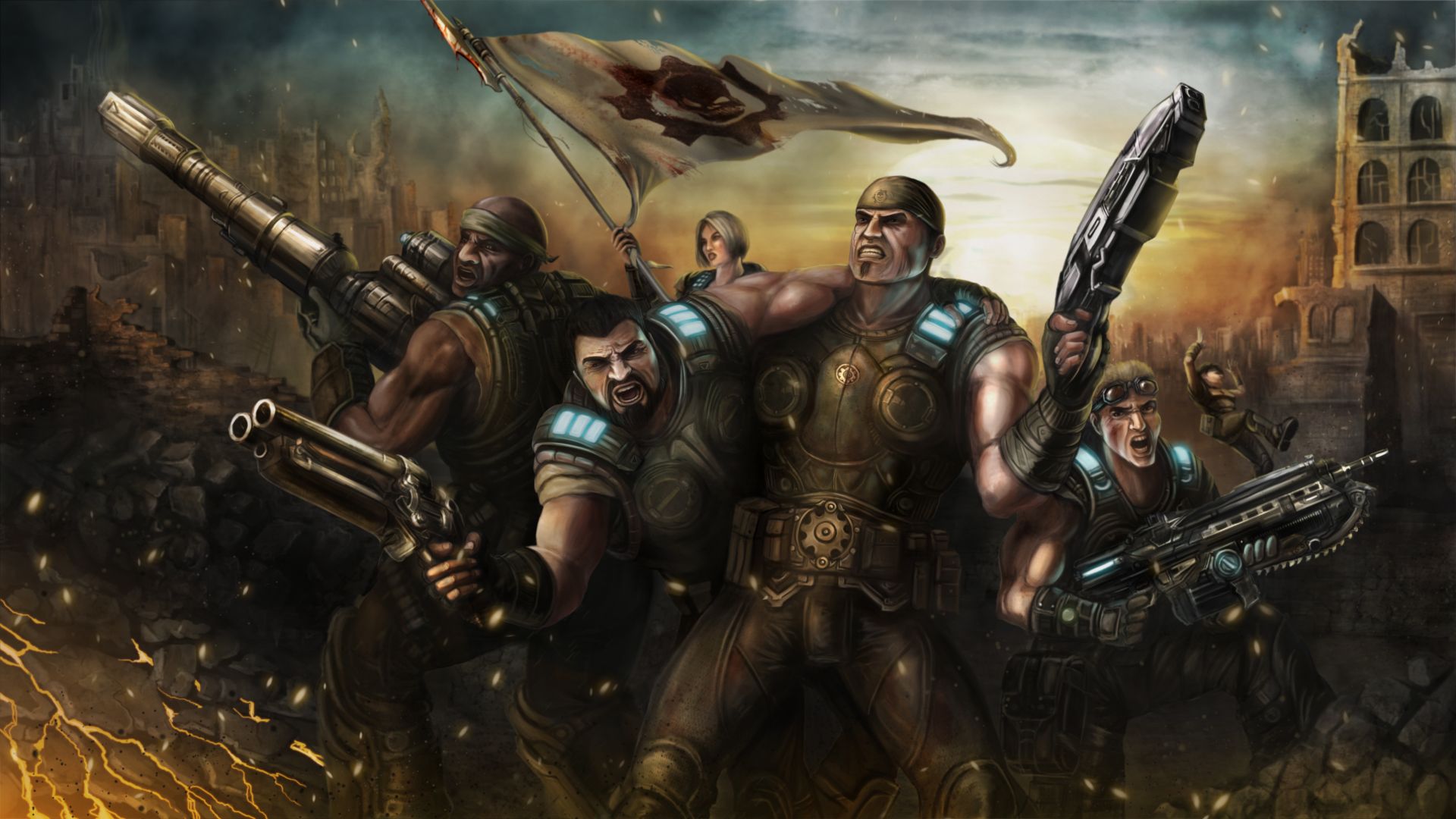 Wallpaper Gears of War, video game, soldiers