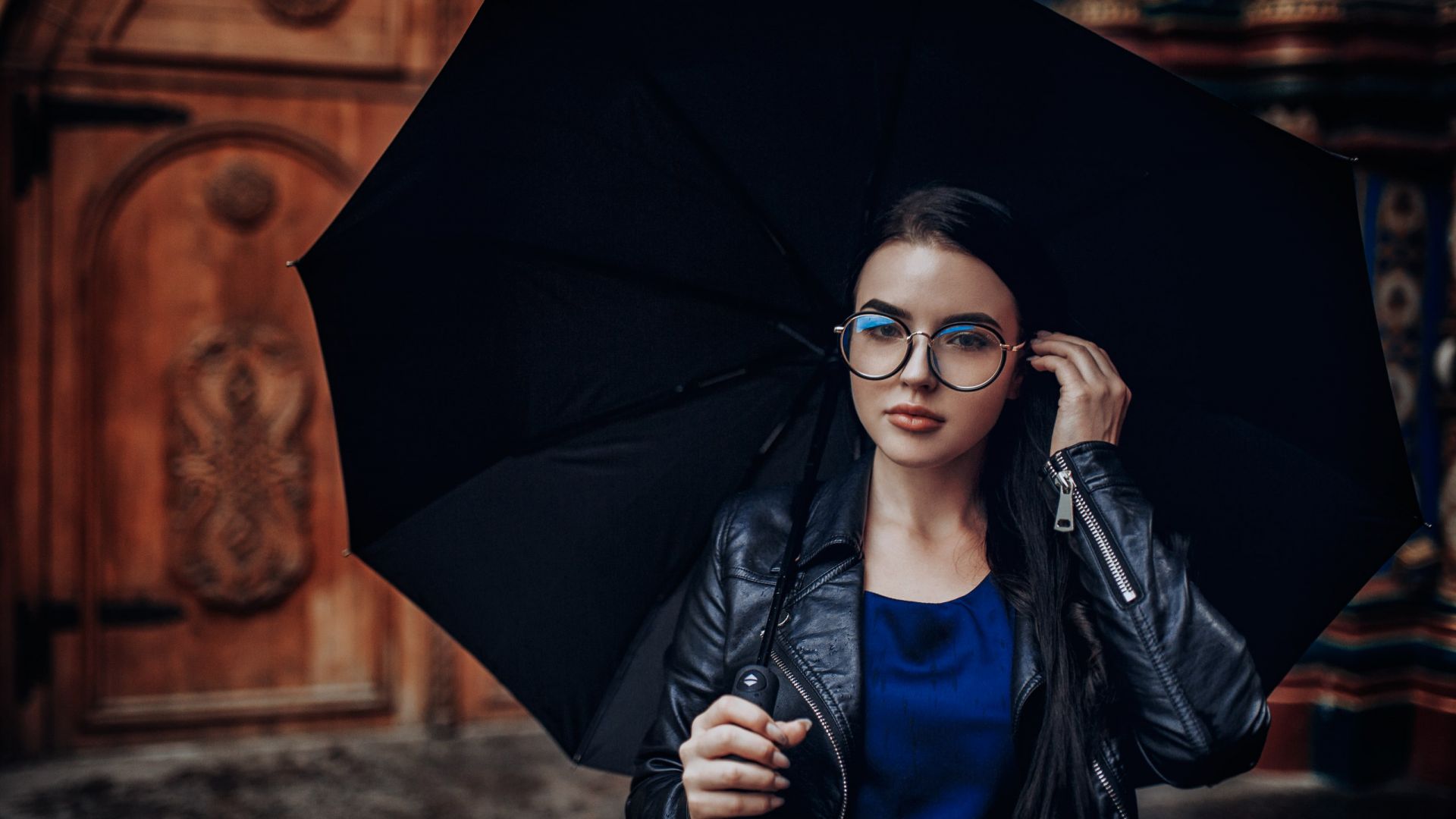 Wallpaper Outdoor, umbrella, girl model