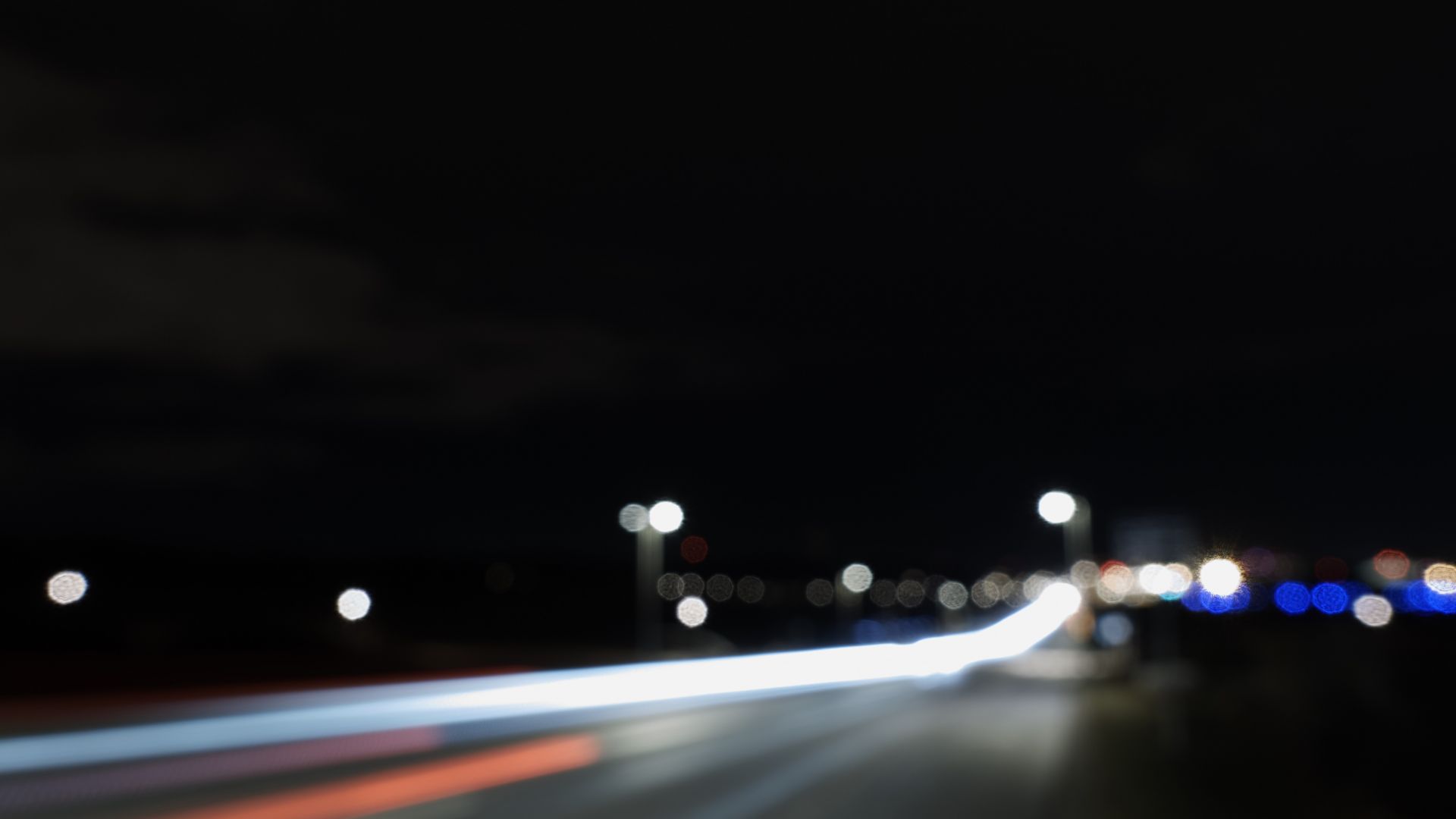 Wallpaper Light exposure in night on road