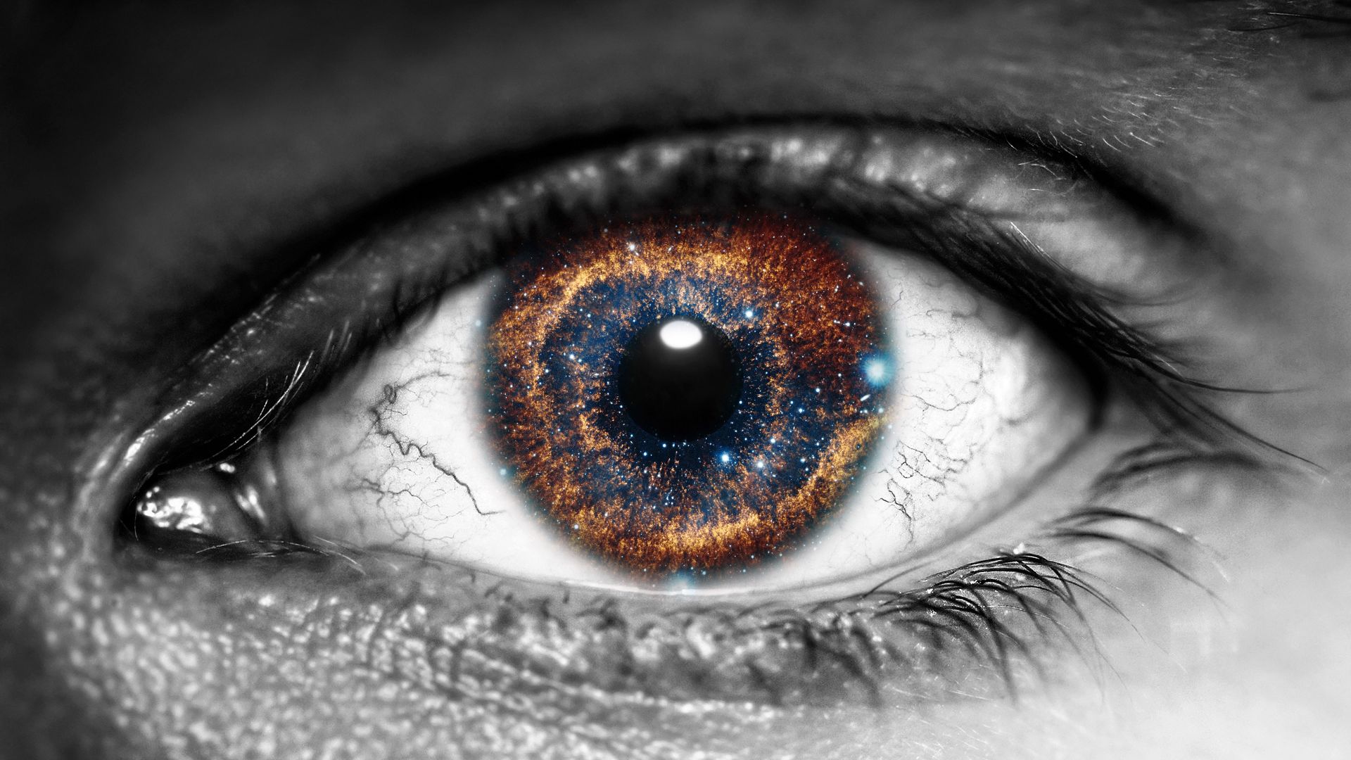 Wallpaper Galaxy, inside eye, close up