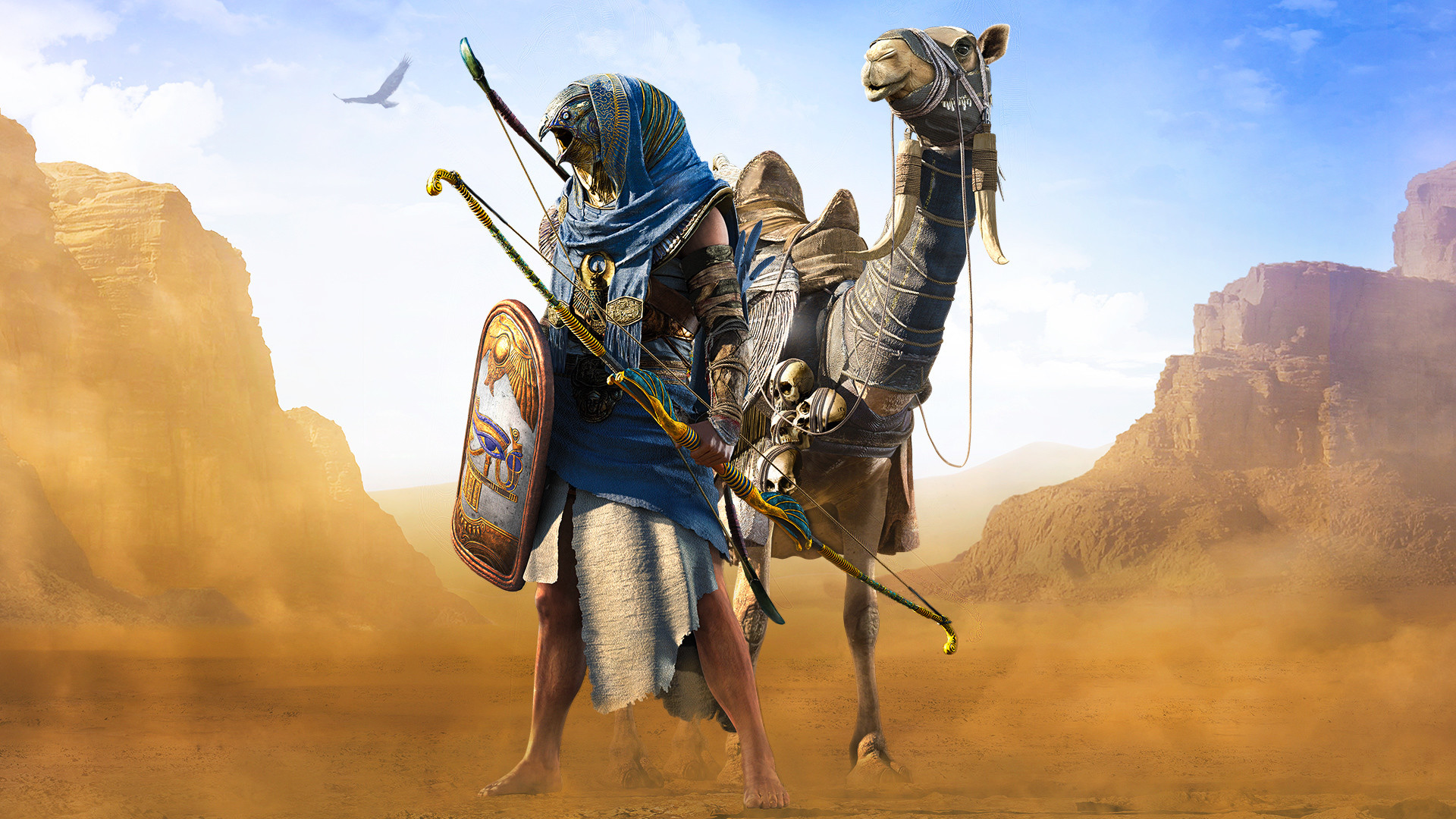 Wallpaper Horus, Assassin's Creed: Origins, game, desert