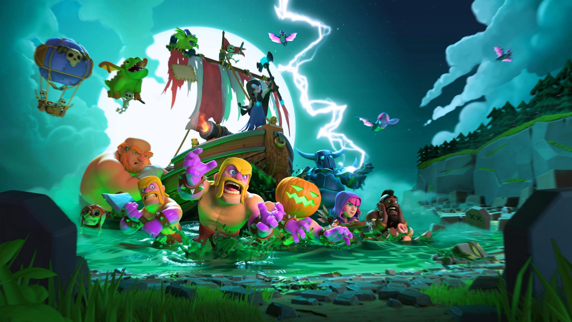 Wallpaper Clash of clans, mobile game, halloween, 4k