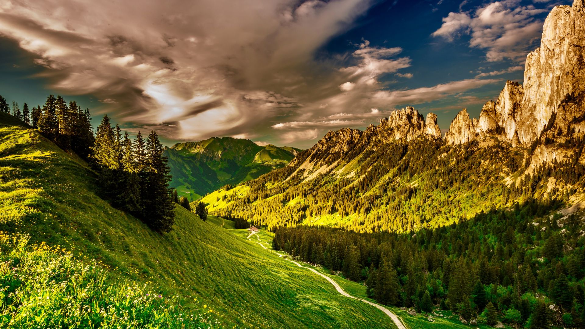 Desktop Wallpaper Valley, Clouds, Nature, Landscape, Mountains, 4k, Hd  Image, Picture, Background, 720fa1