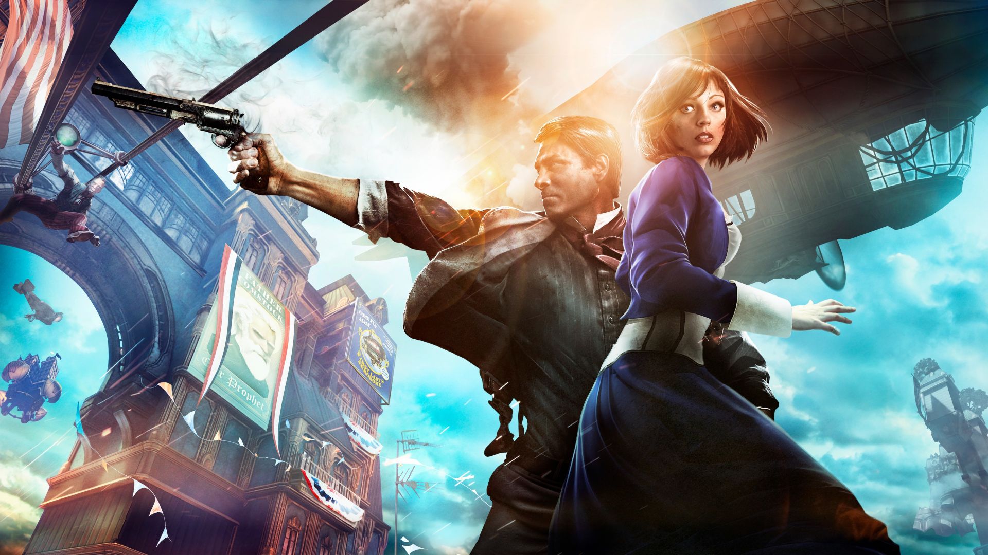 Wallpaper BioShock Infinite, booker dewitt, elizabeth, video game, 8k