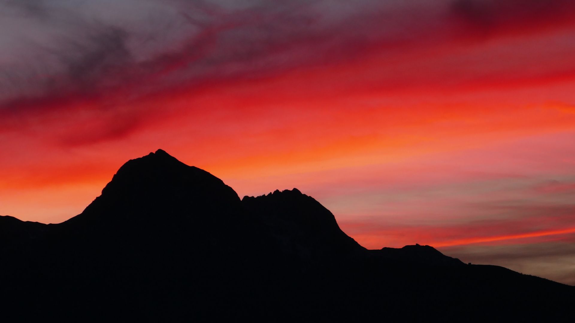 Wallpaper Sunset, mountains, sky, skyline, 5k