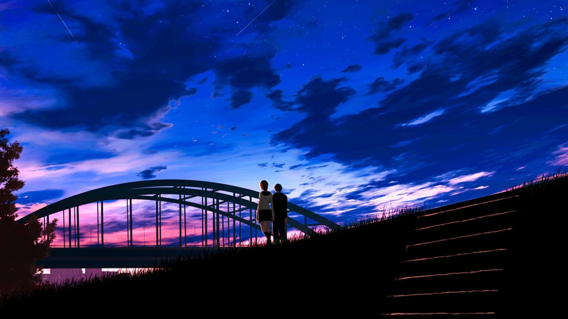 Desktop Wallpaper Anime, Couple, Sunset, Art, Hd Image, Picture,  Background, 74b928