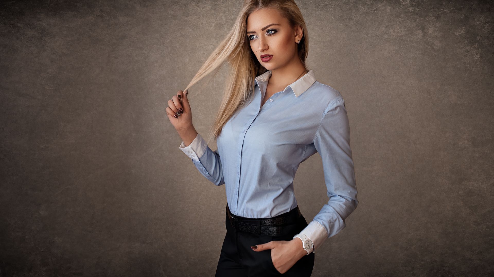 Wallpaper Blonde, girl model, office wear