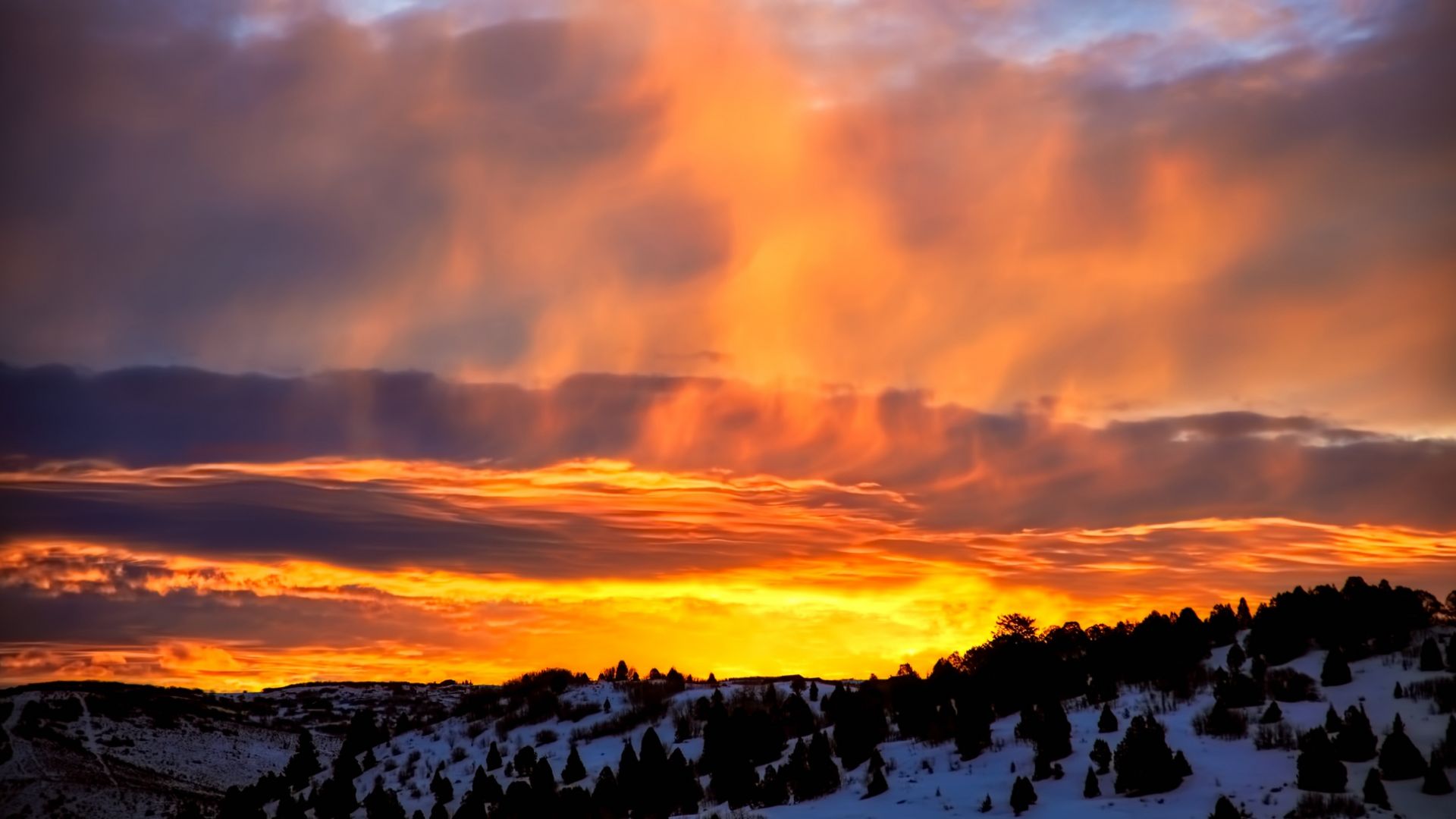 Wallpaper Utah, mountains, sunset, mist, winter, skyline
