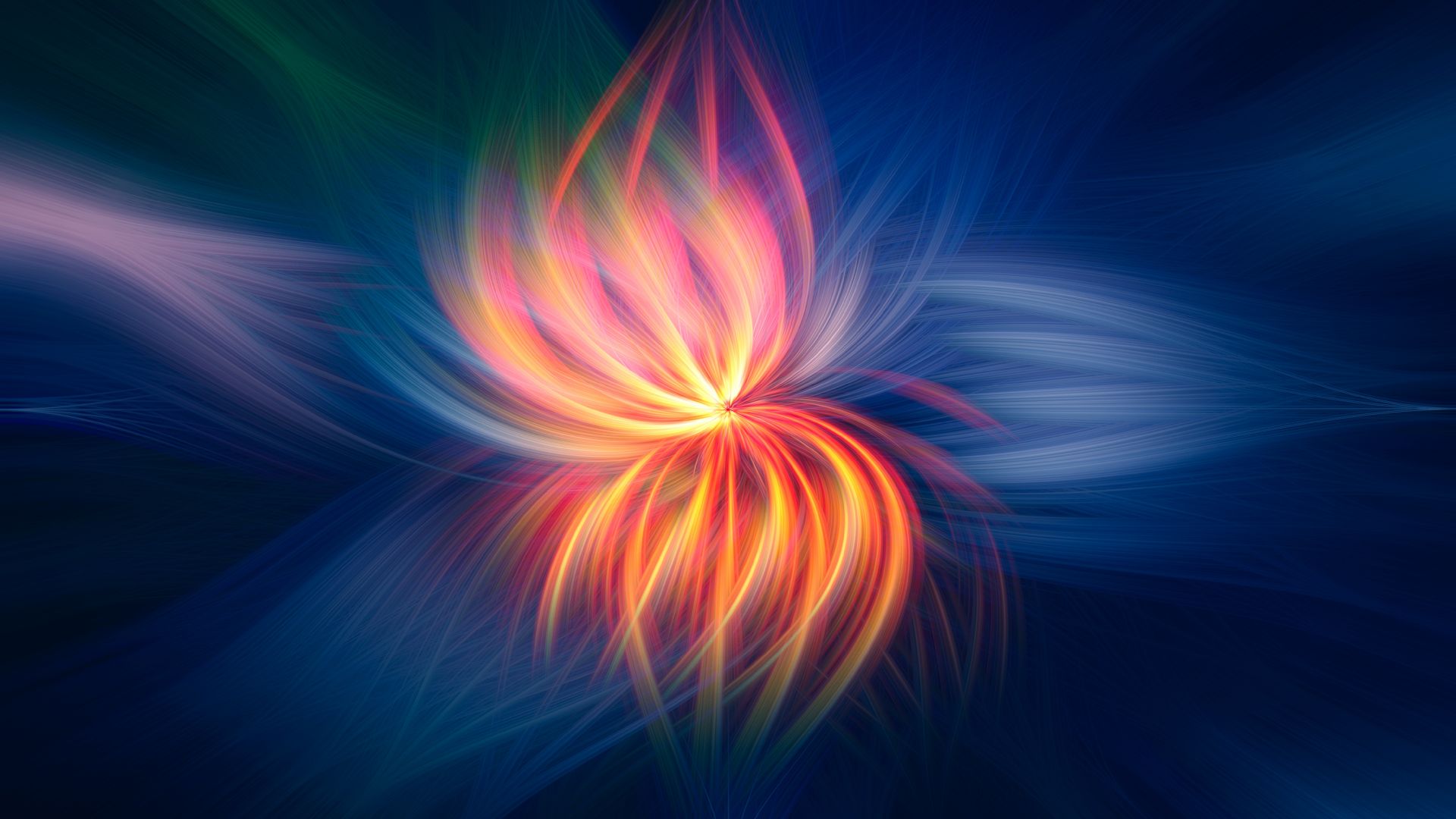 Wallpaper Glowing lines, floral pattern, abstract, digital art