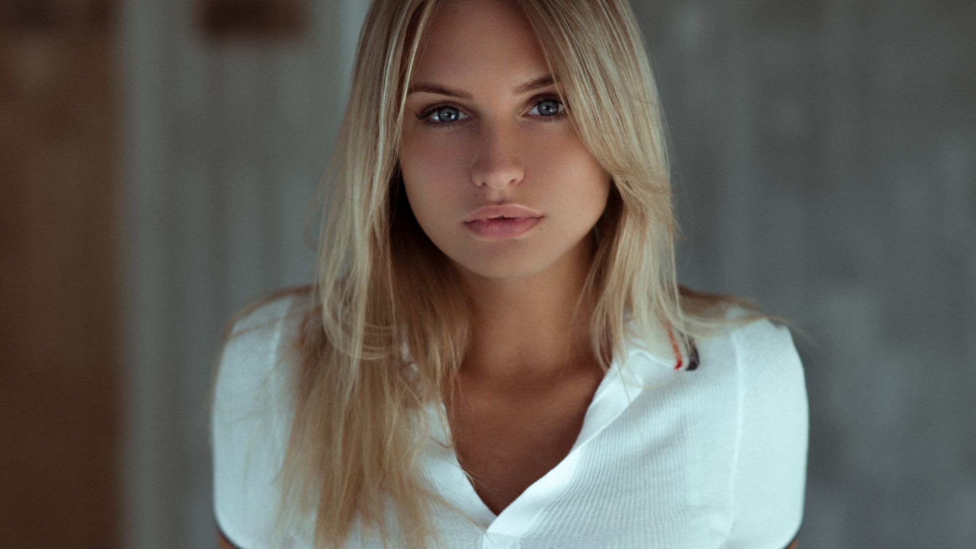 Wallpaper Blonde, girl model, stare, beautiful
