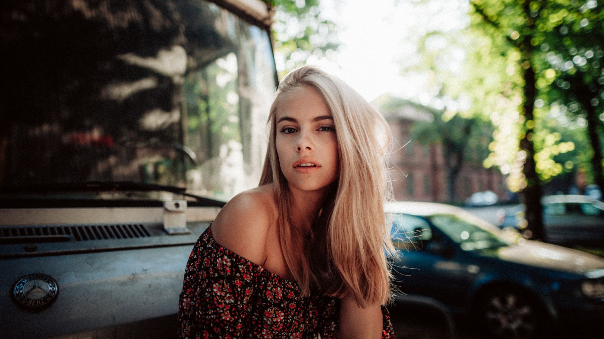 Wallpaper Blonde, woman, vintage cars