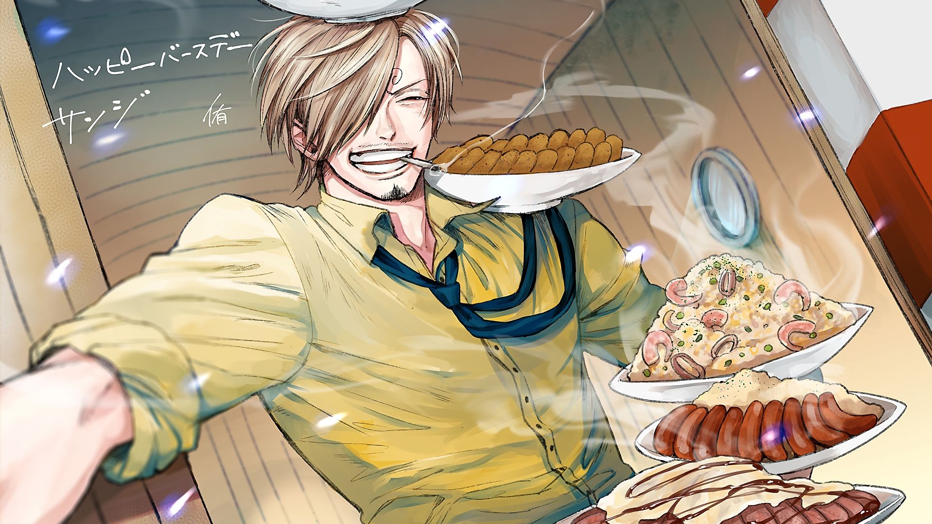 Wallpaper Smoking, cooking, Sanji, one piece, anime boy
