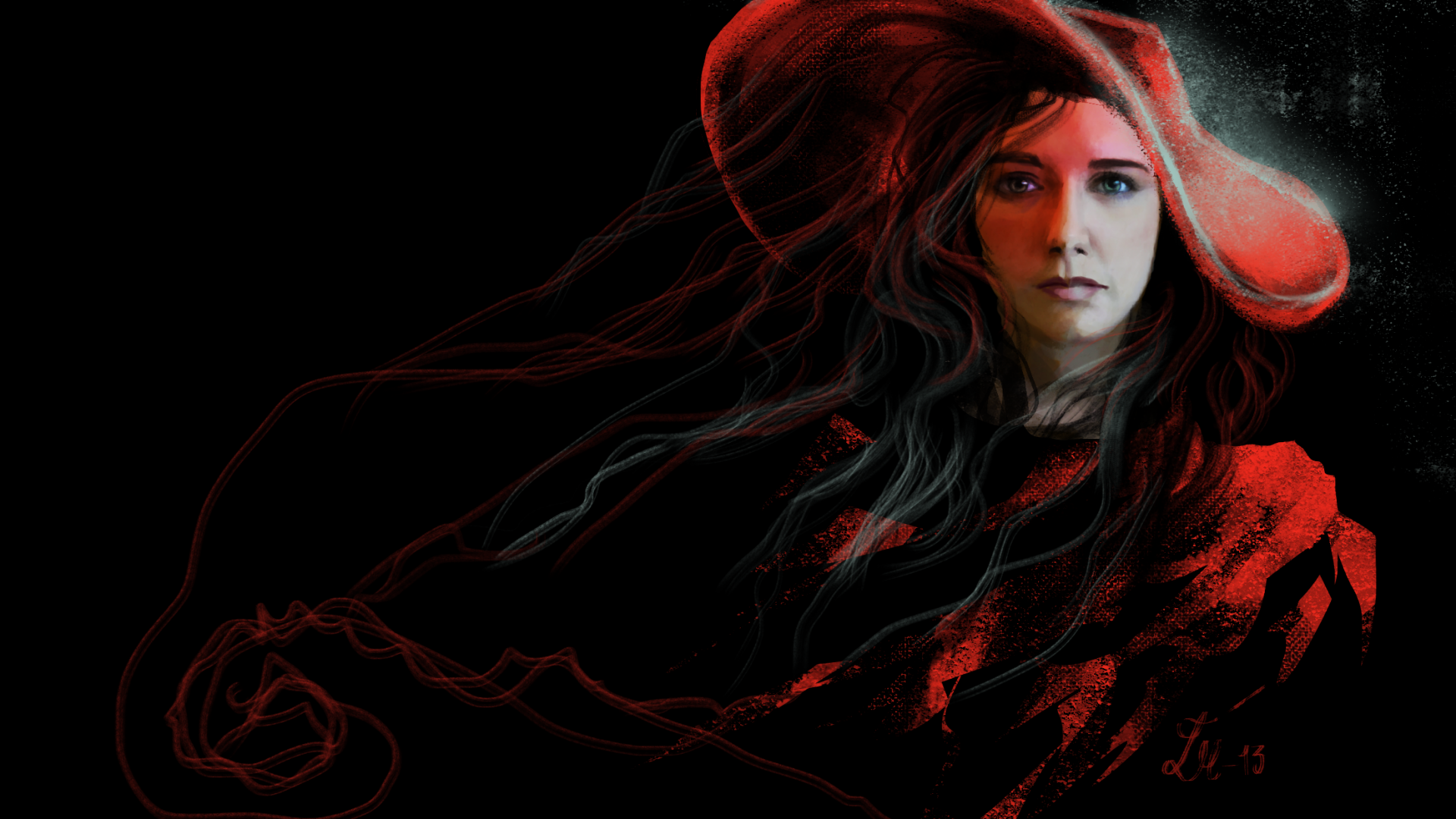 Wallpaper Red woman painting
