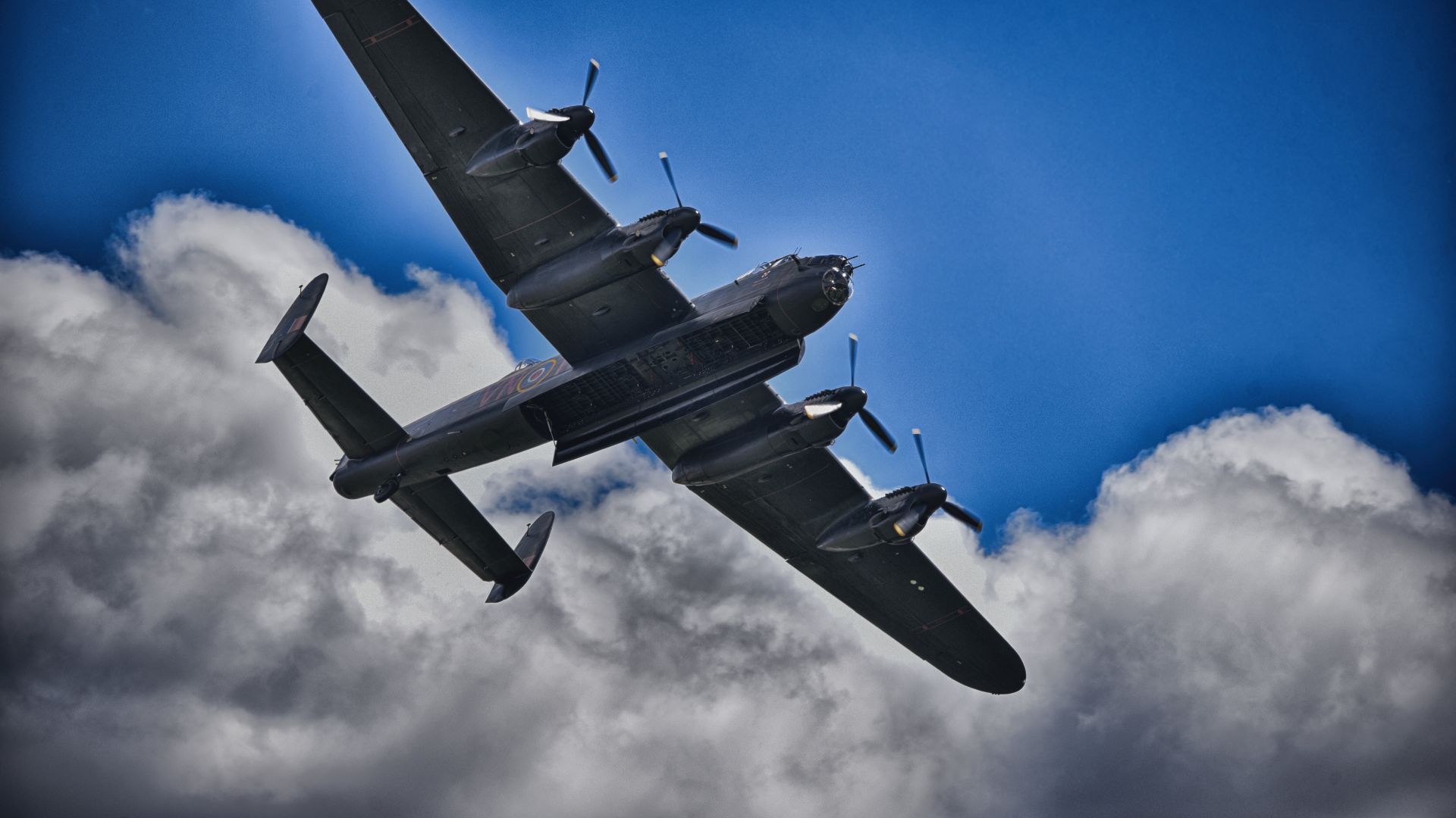 Wallpaper Lancaster bomber, Avro Lancaster, military aircraft, clouds, 5k