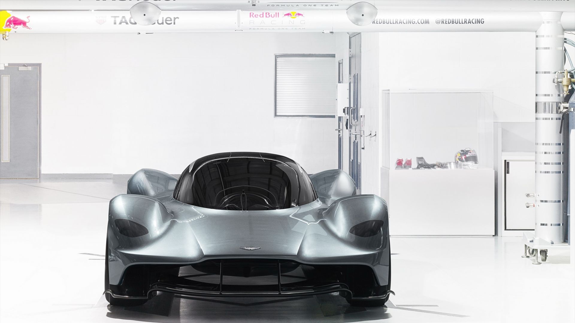 Wallpaper Aston Martin Valkyrie, at showroom, front