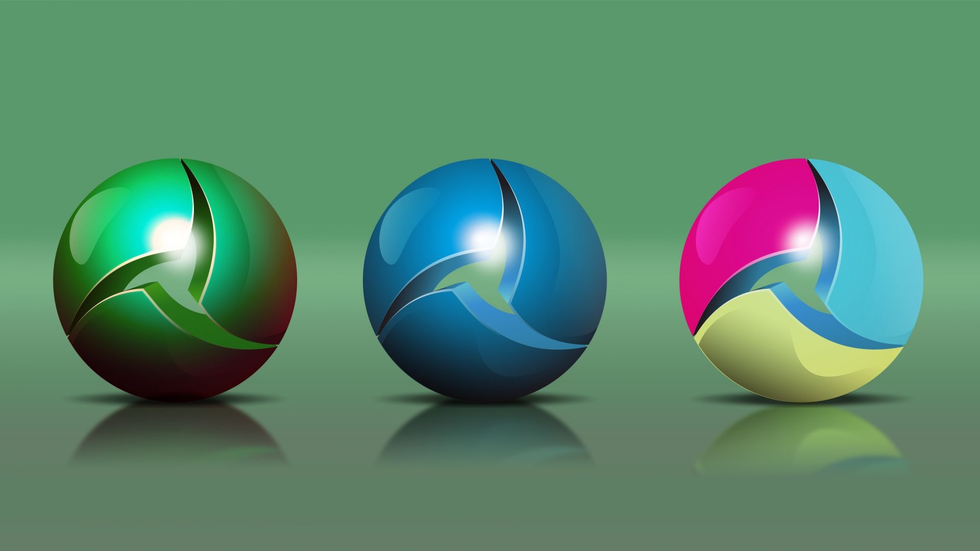Wallpaper Balls shapes spheres reflections