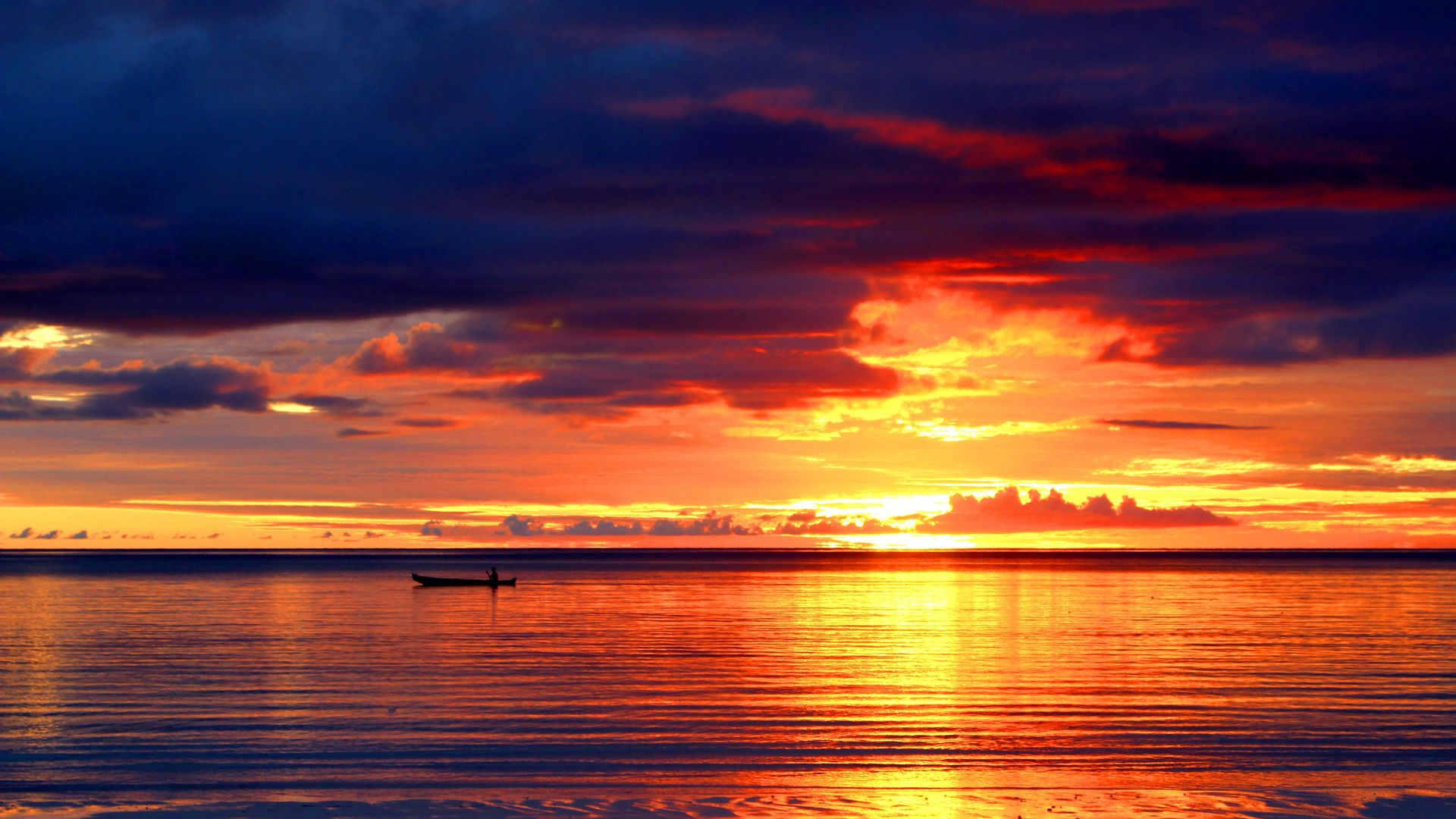 Wallpaper Sunset, Kai Islands, Indonesia, clouds, skyline