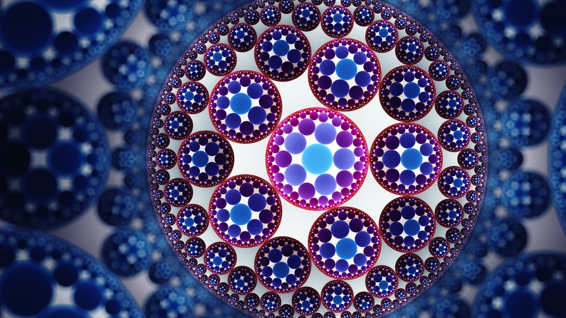 Wallpaper Blue, circles, fractal, pattern, abstract