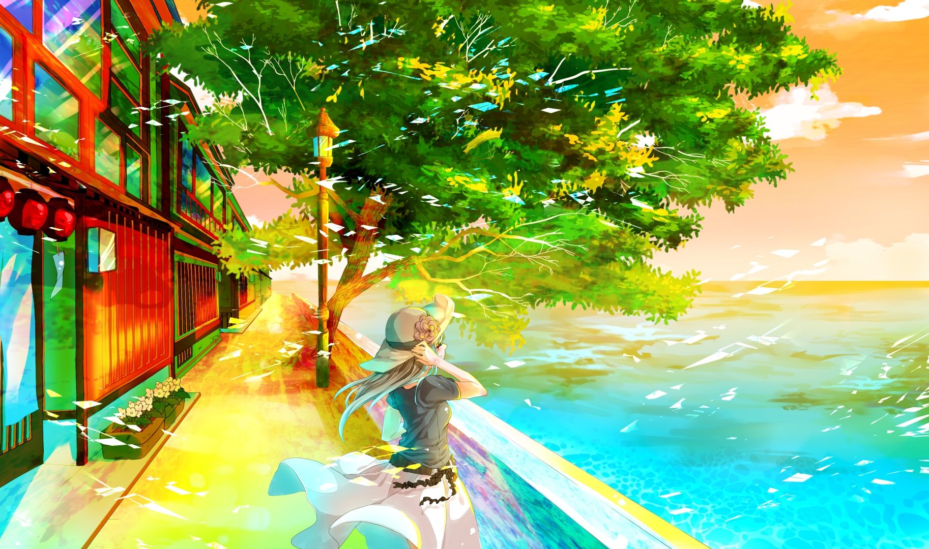 Desktop Wallpaper Tree, Summer, Anime Girl, Original, Art, Hd Image,  Picture, Background, 831926