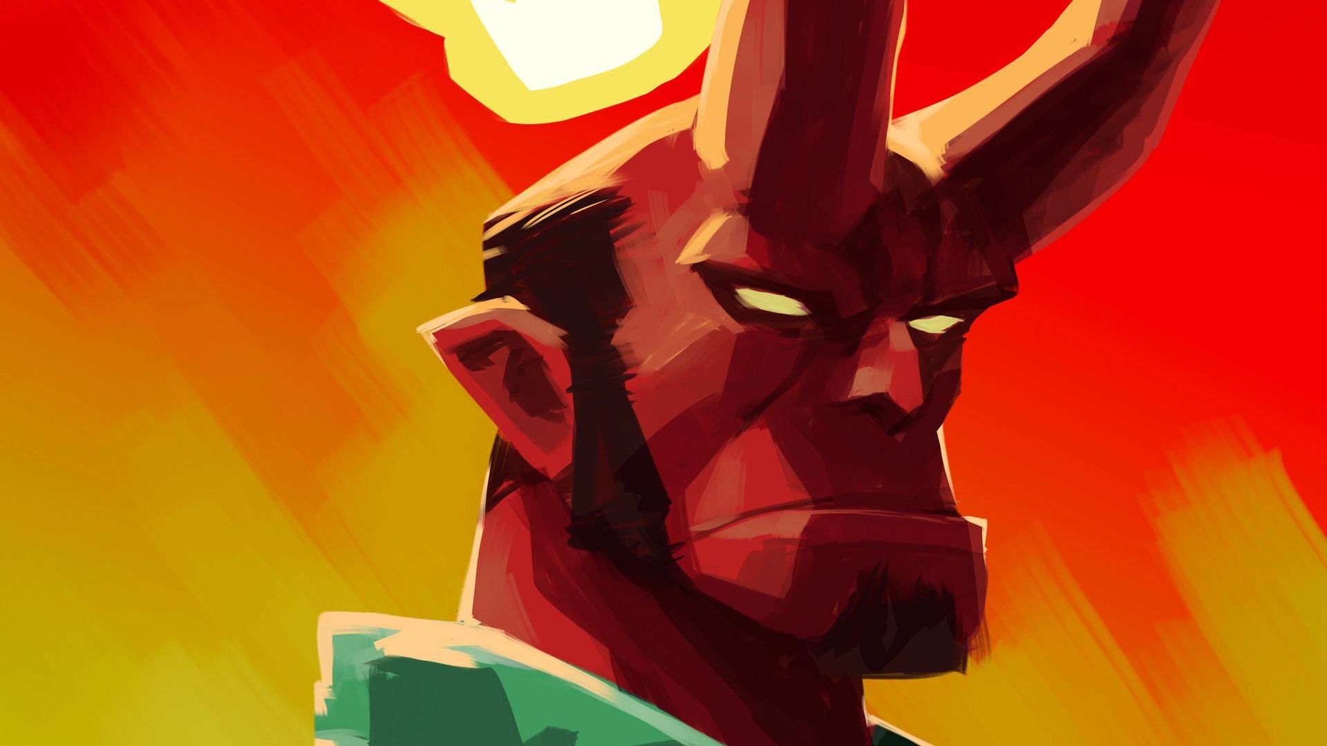 Wallpaper Hellboy, art, horns, superhero