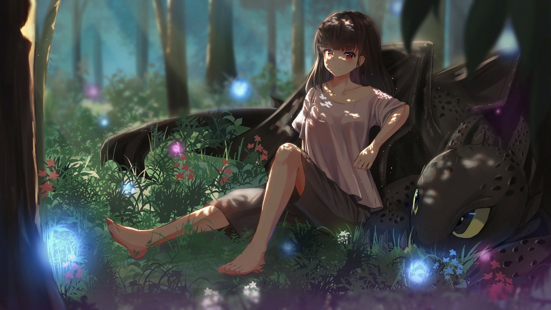 Desktop Wallpaper Dragon And Girl, Anime, Fantasy, Hd Image, Picture,  Background, 83d192