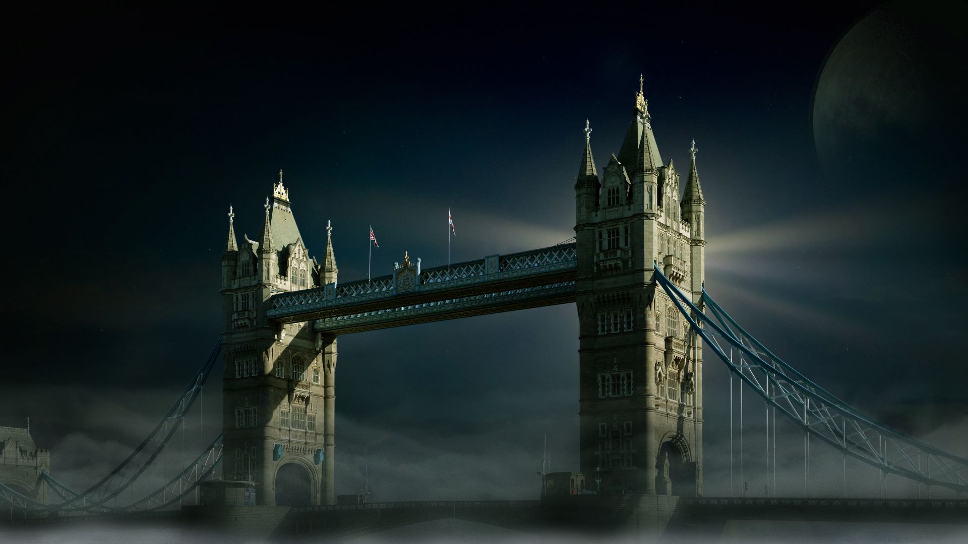 Wallpaper Tower Bridge, London, city, night, 4k