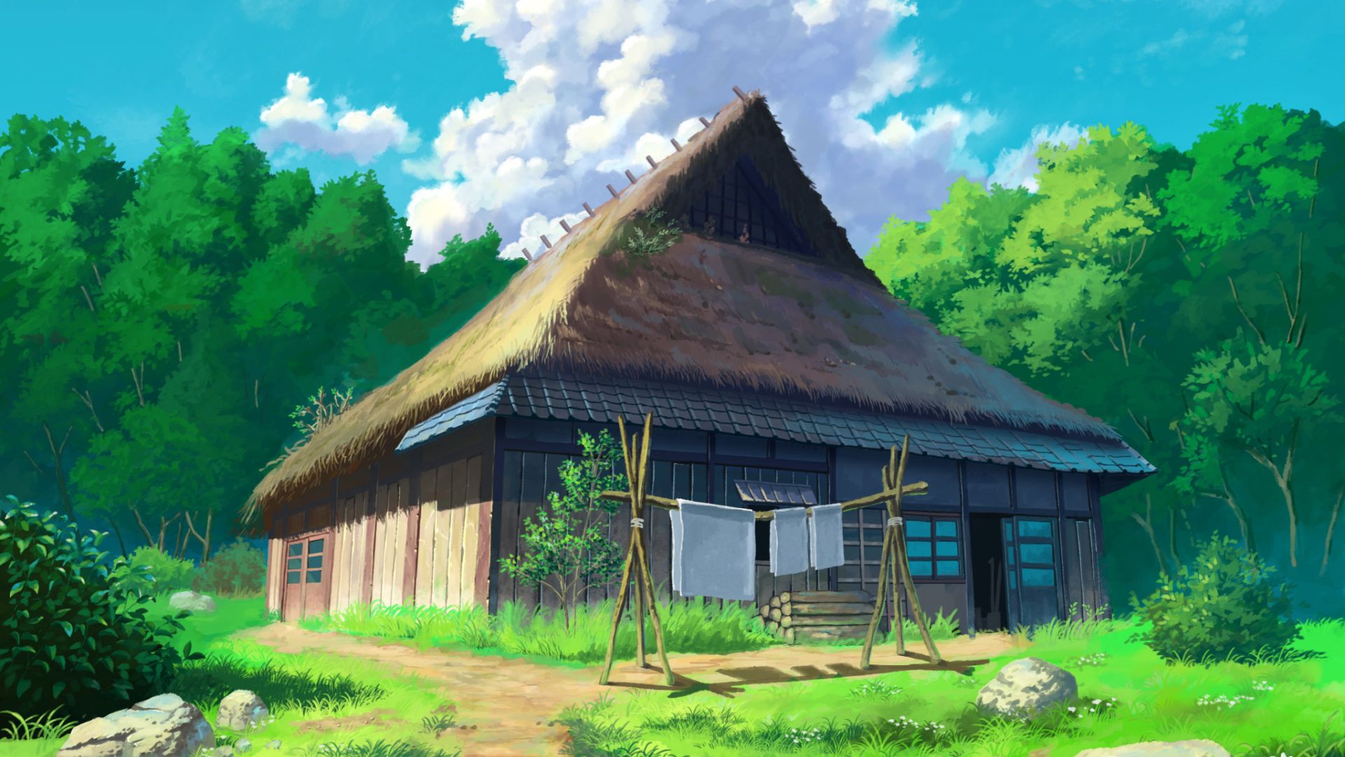 Wallpaper Anime, cottage, house