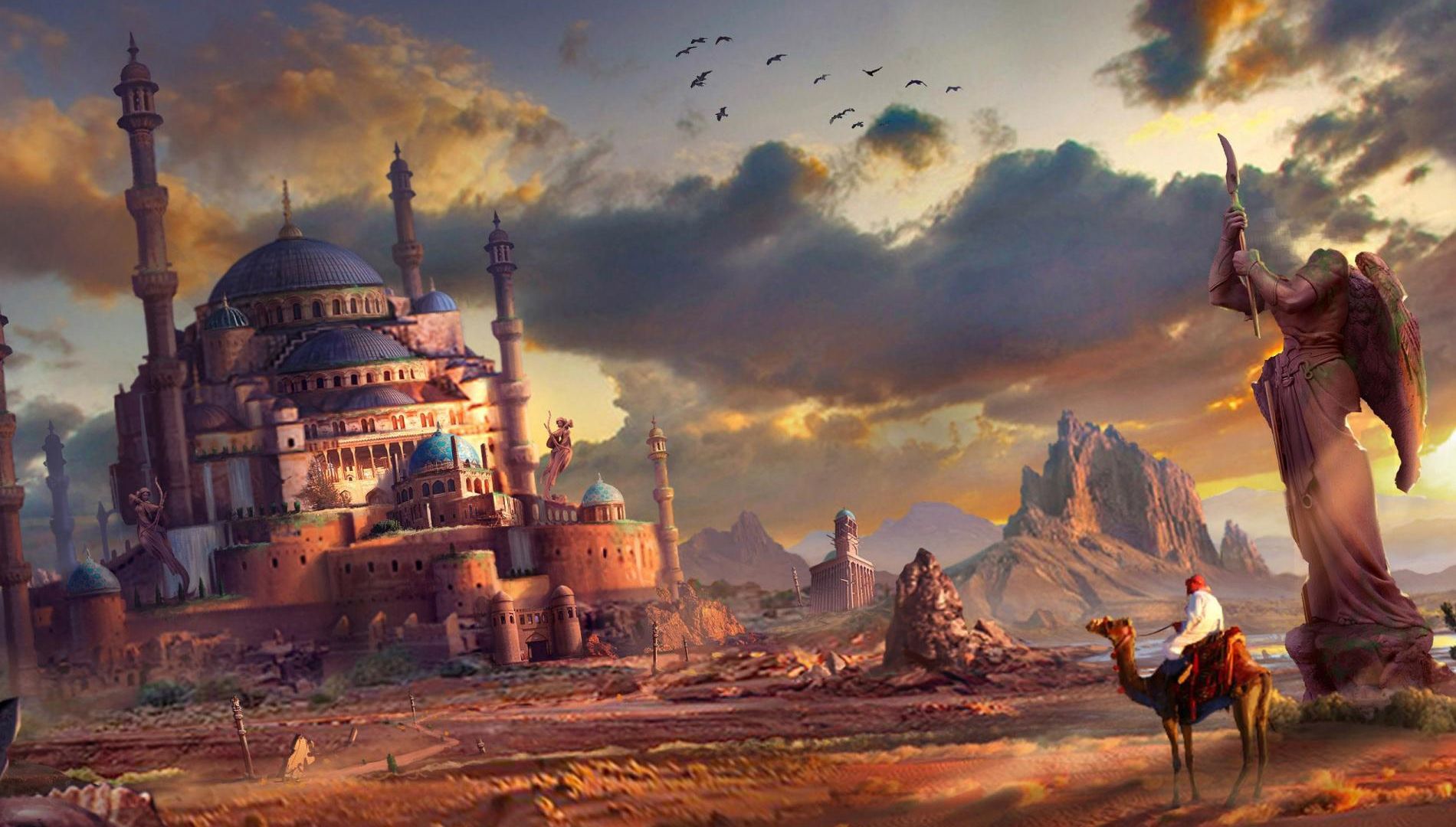 Wallpaper Arabian city, fantasy, digital art