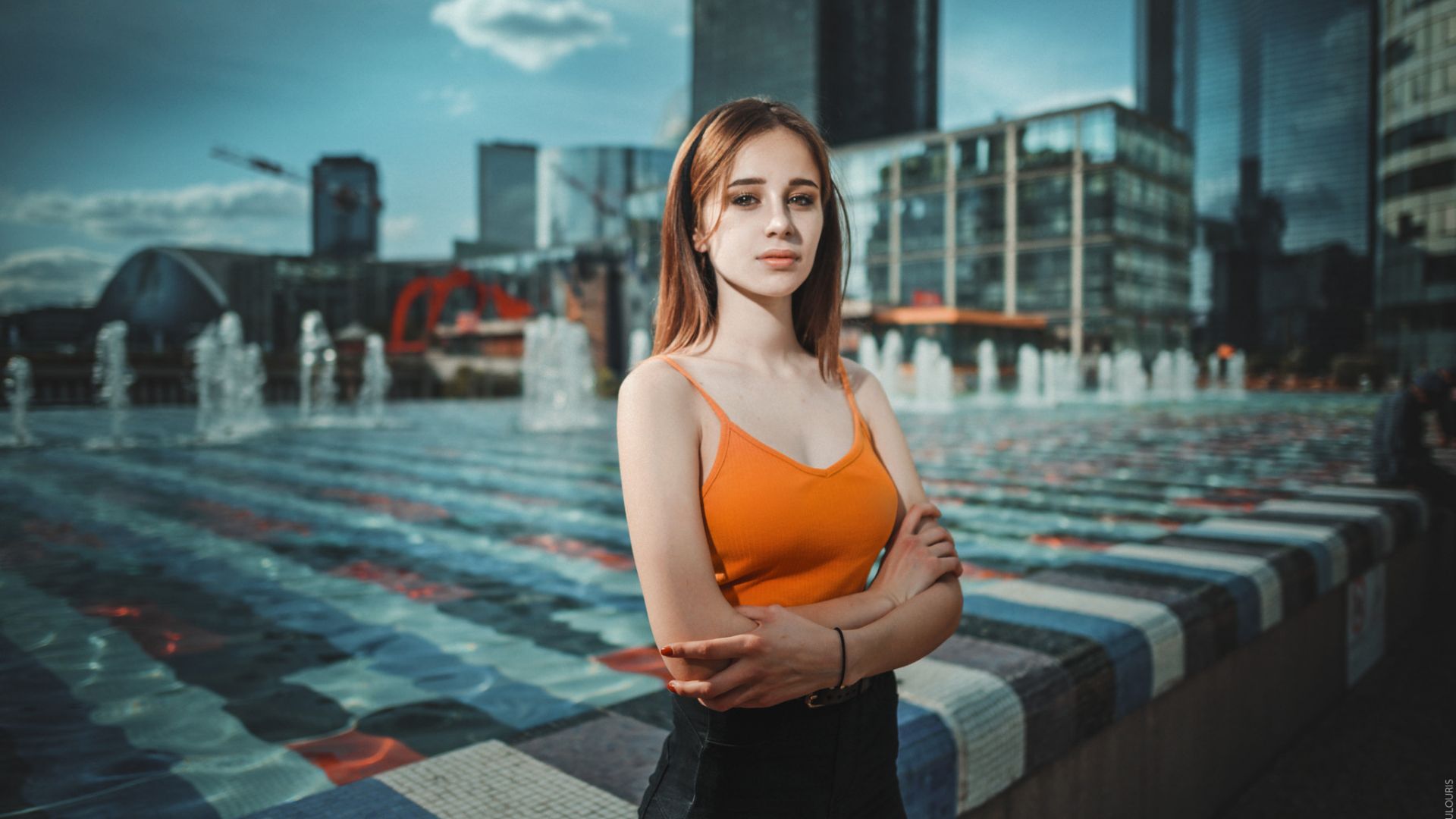 Wallpaper Hot model, blonde, orange top