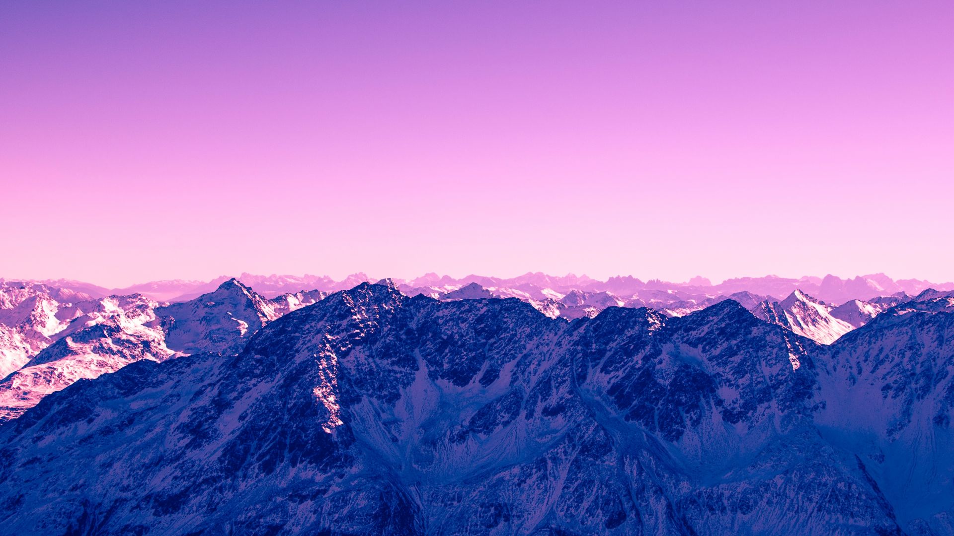 Wallpaper Pink, skyline, mountains, horizon