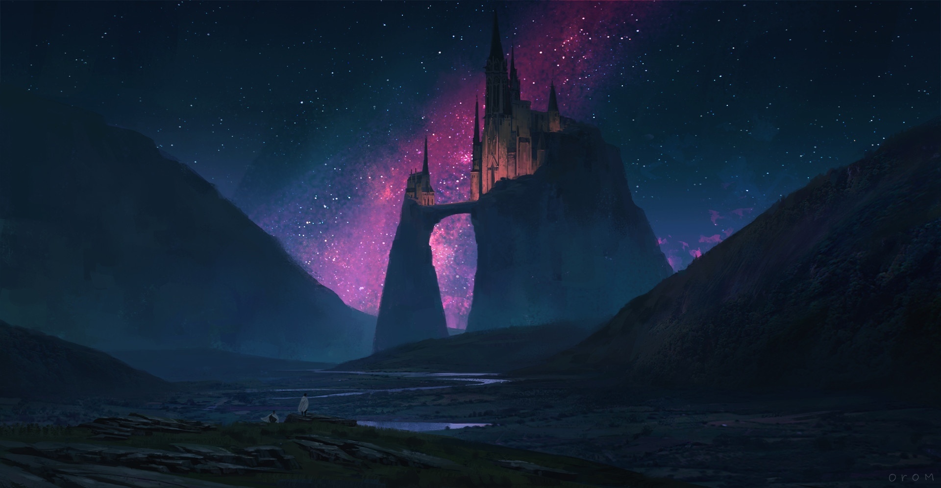 Wallpaper Fantasy, castle, night
