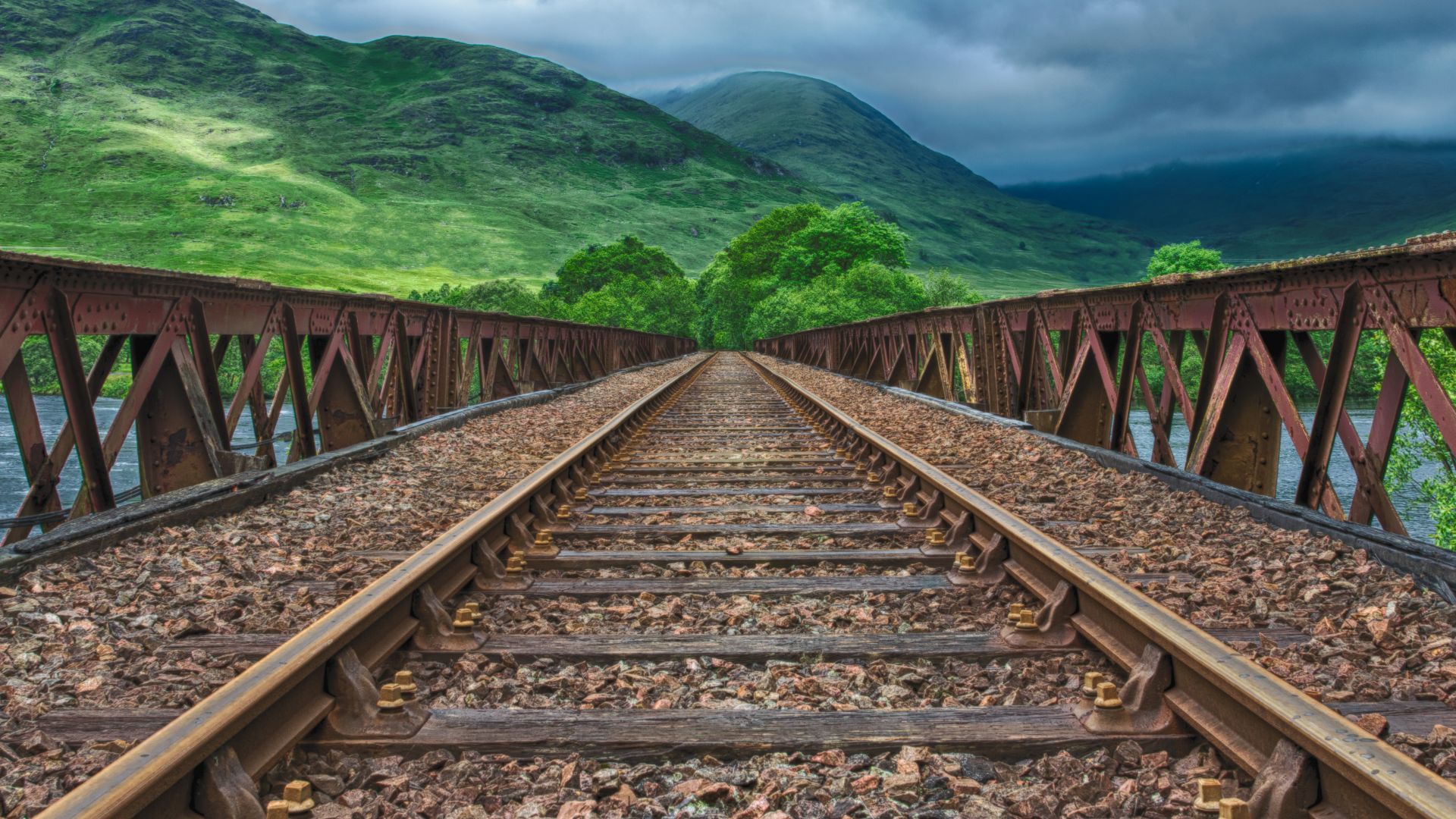 Wallpaper Railroad, bridge, mountains, landscape