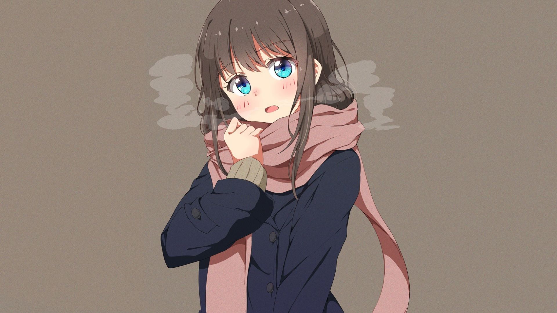 Wallpaper Cute anime girl, winter, scarf
