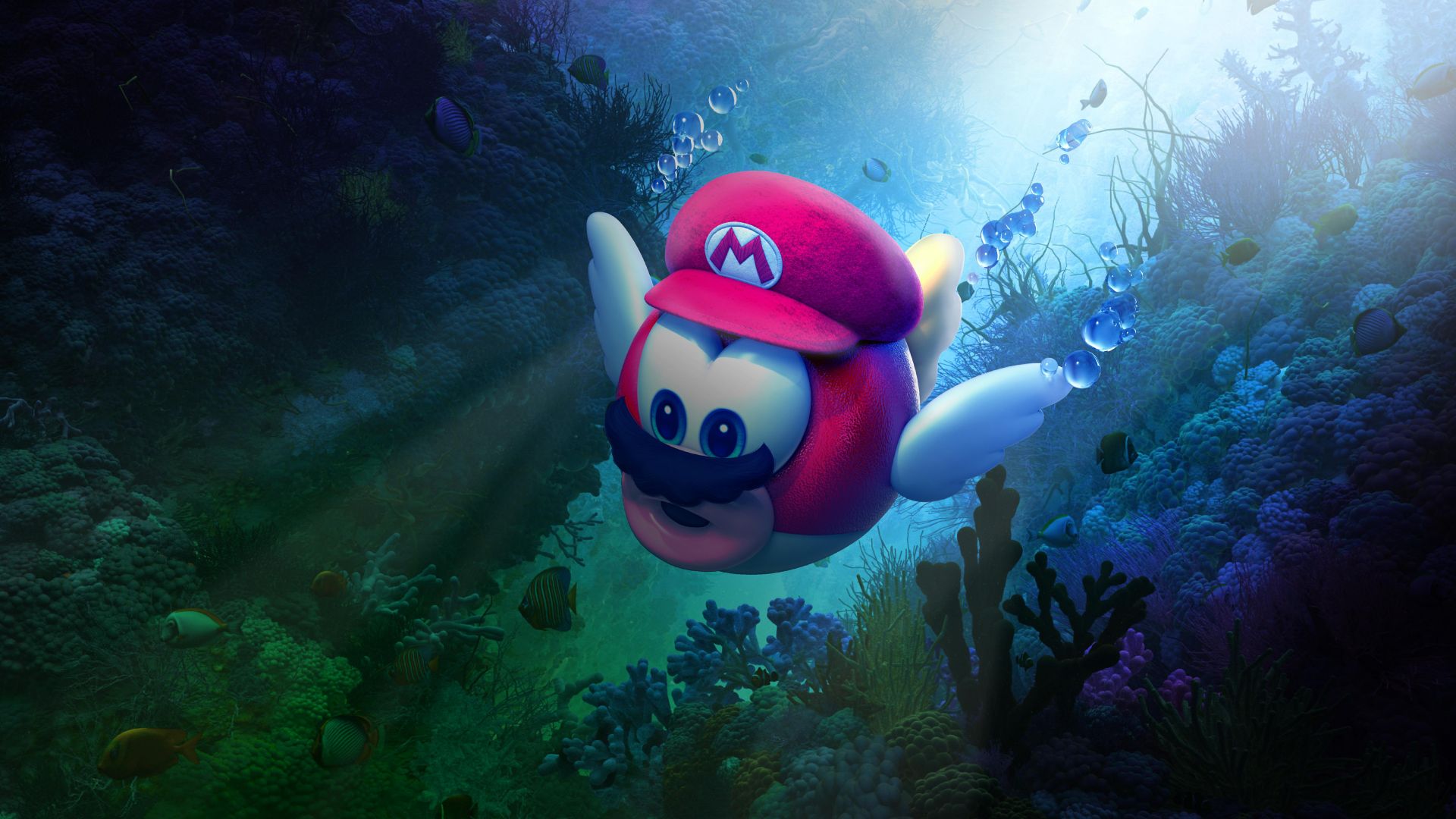 Wallpaper Super Mario Odyssey, underwater, 4k