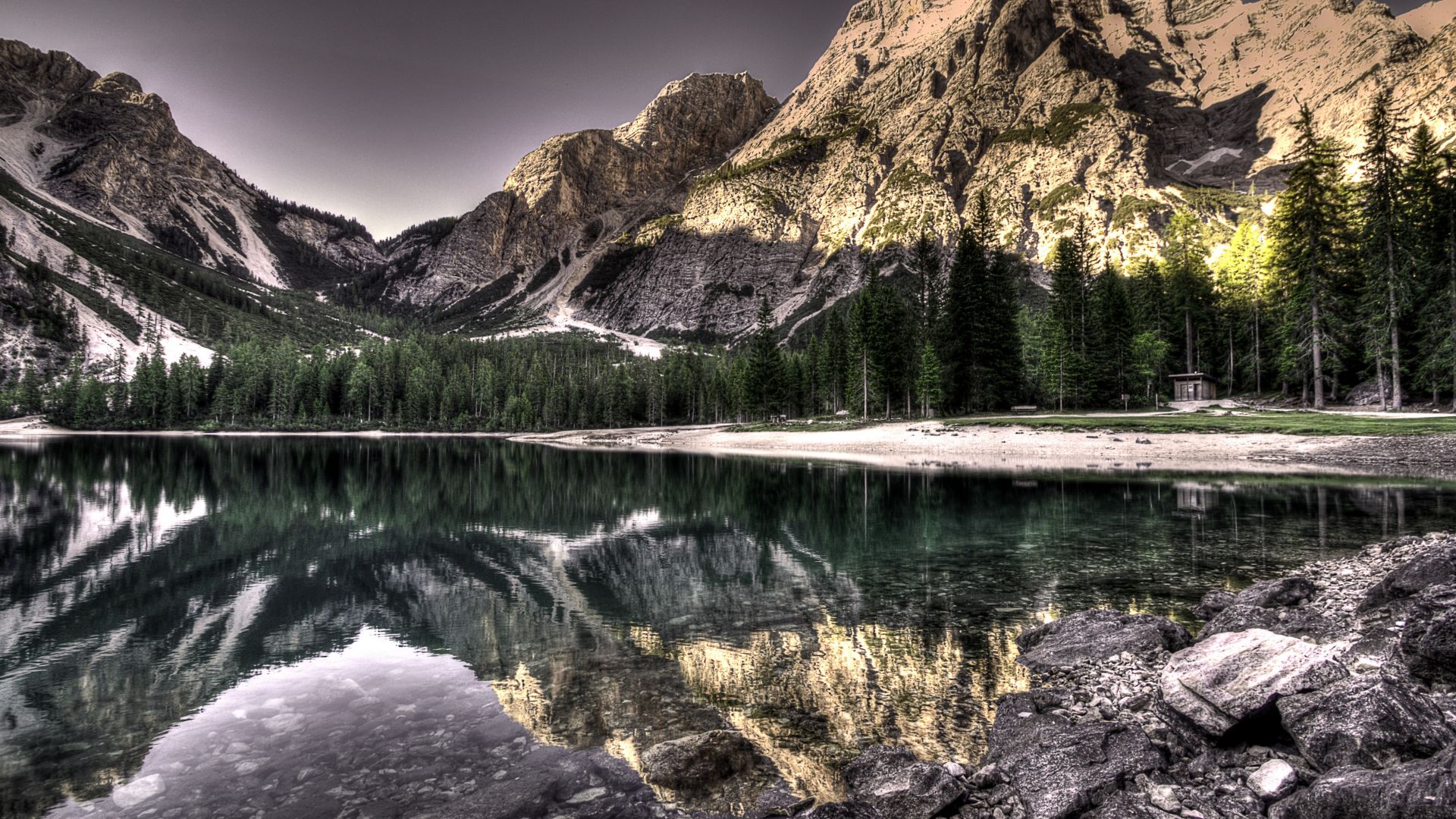 Wallpaper Nature, mountains, lake, reflections, rocks, 5k