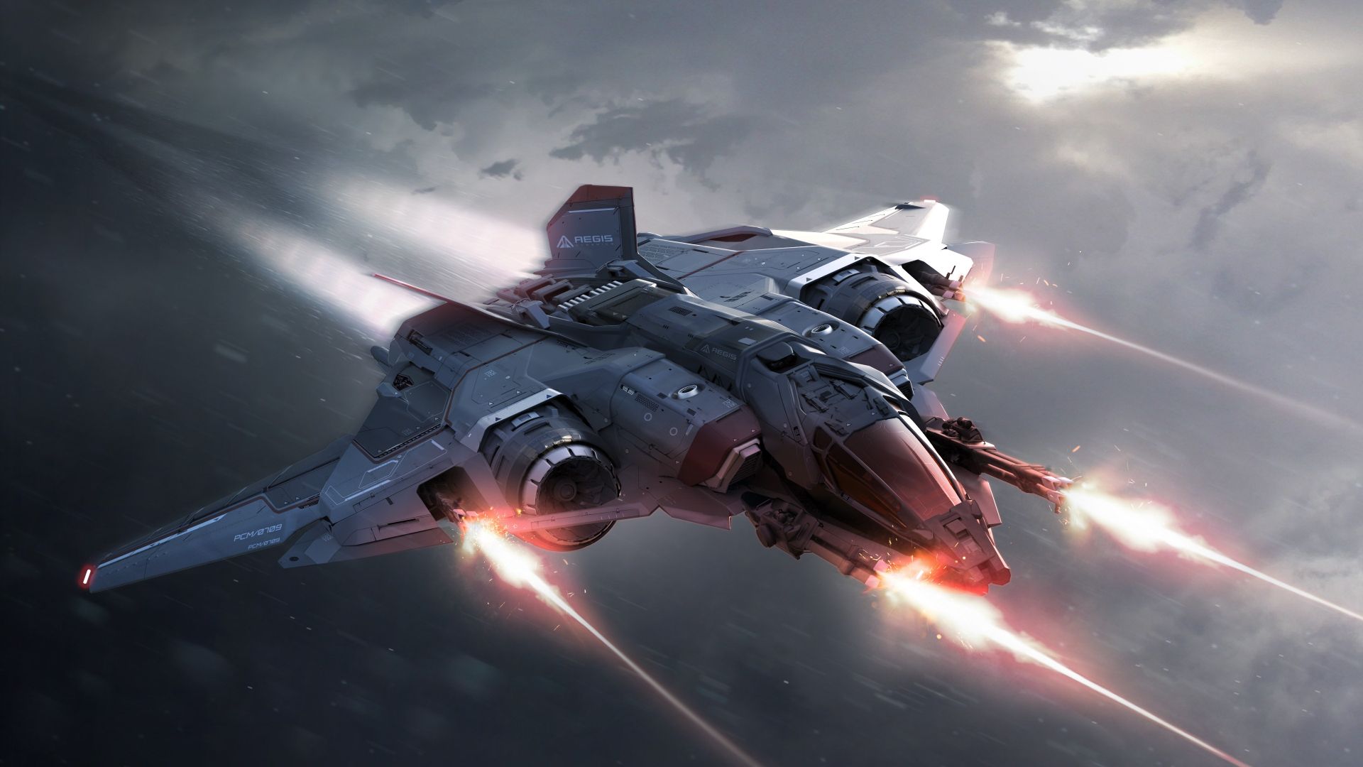 Wallpaper Spaceship, aircraft, firing, star citizen, video game, fly