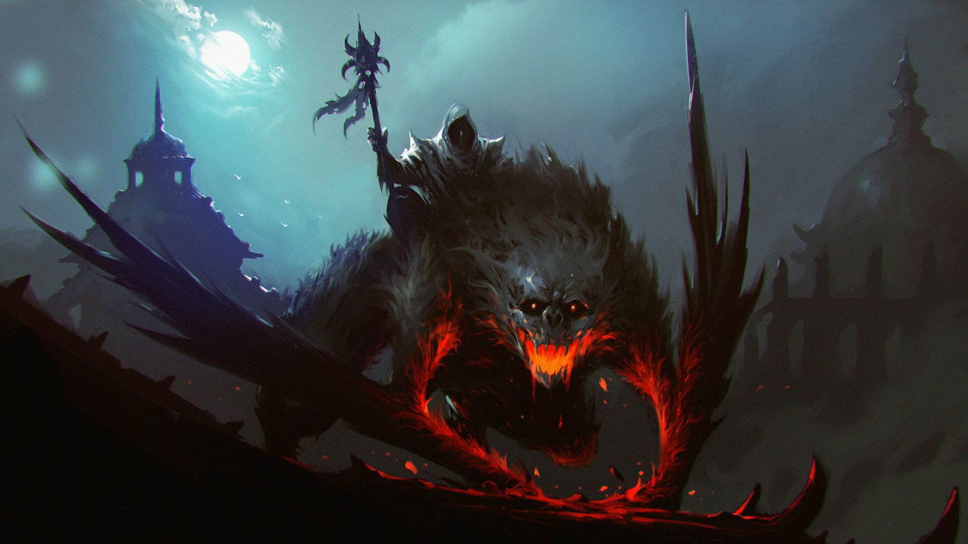 Wallpaper Monster king with creature, fantasy