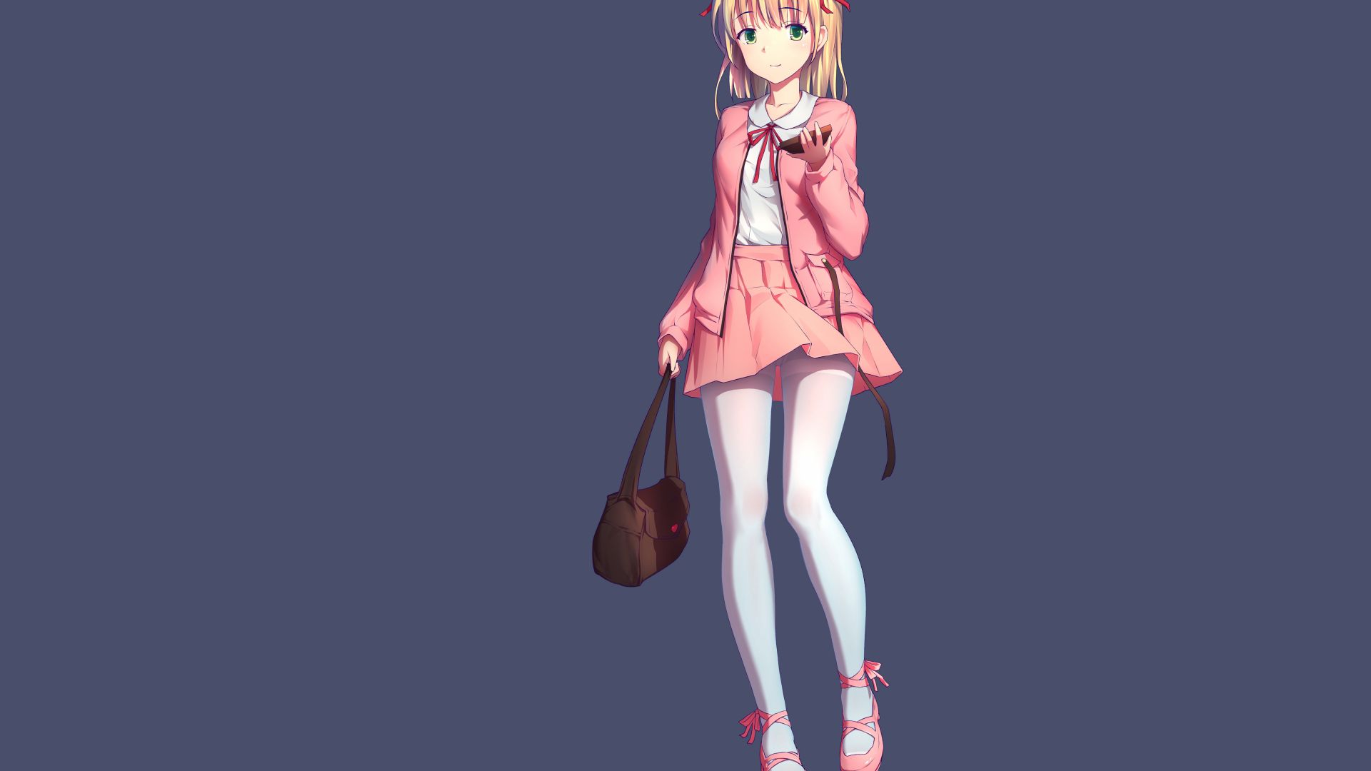Wallpaper Cute, blonde anime girl, pink dress, original, 5k