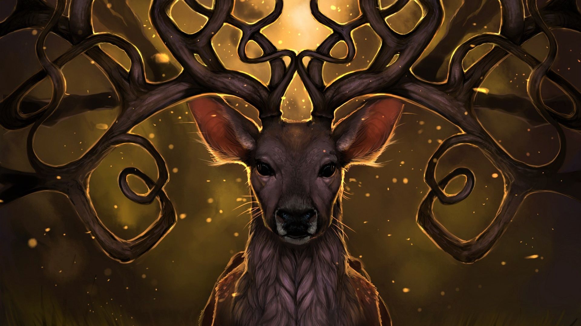 Wallpaper Reindeer, muzzle, horns, art