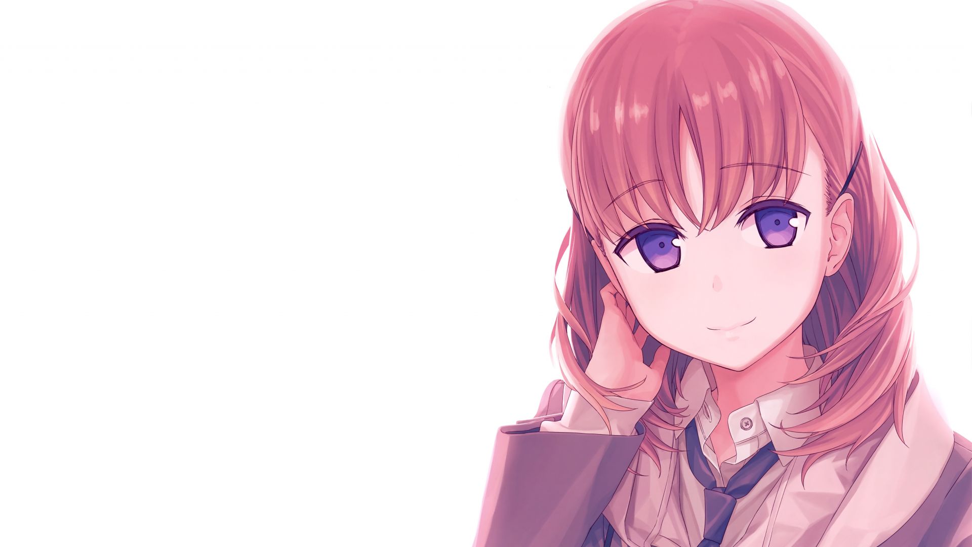 Wallpaper Purple eyes, cute anime girl, just because!