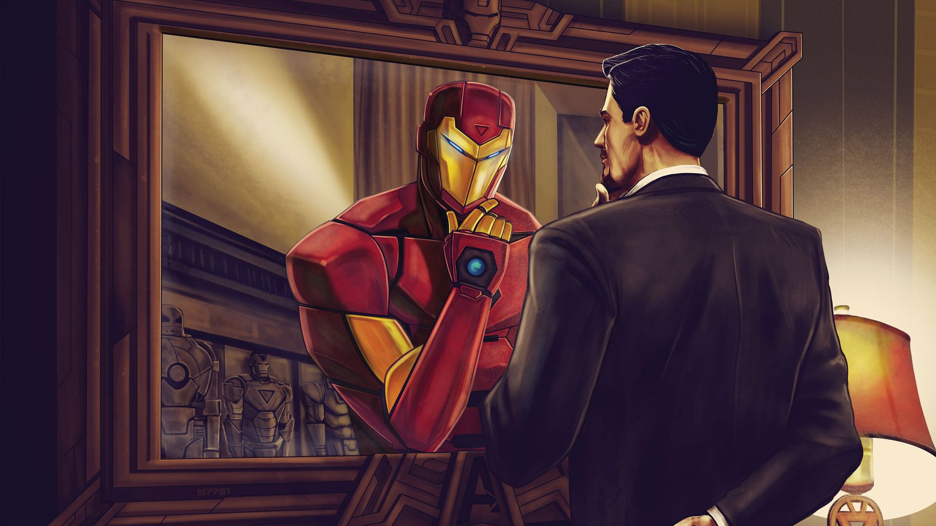 Wallpaper Iron man, superhero, mirror, art