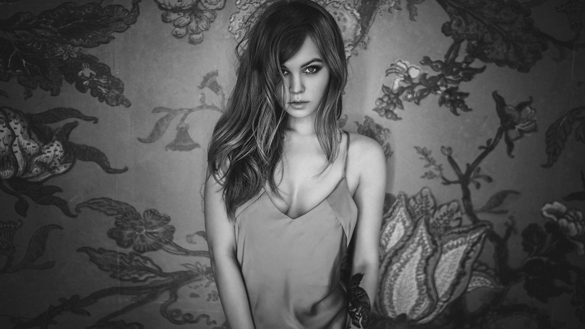 Wallpaper Anastasia Scheglova, girl, monochrome