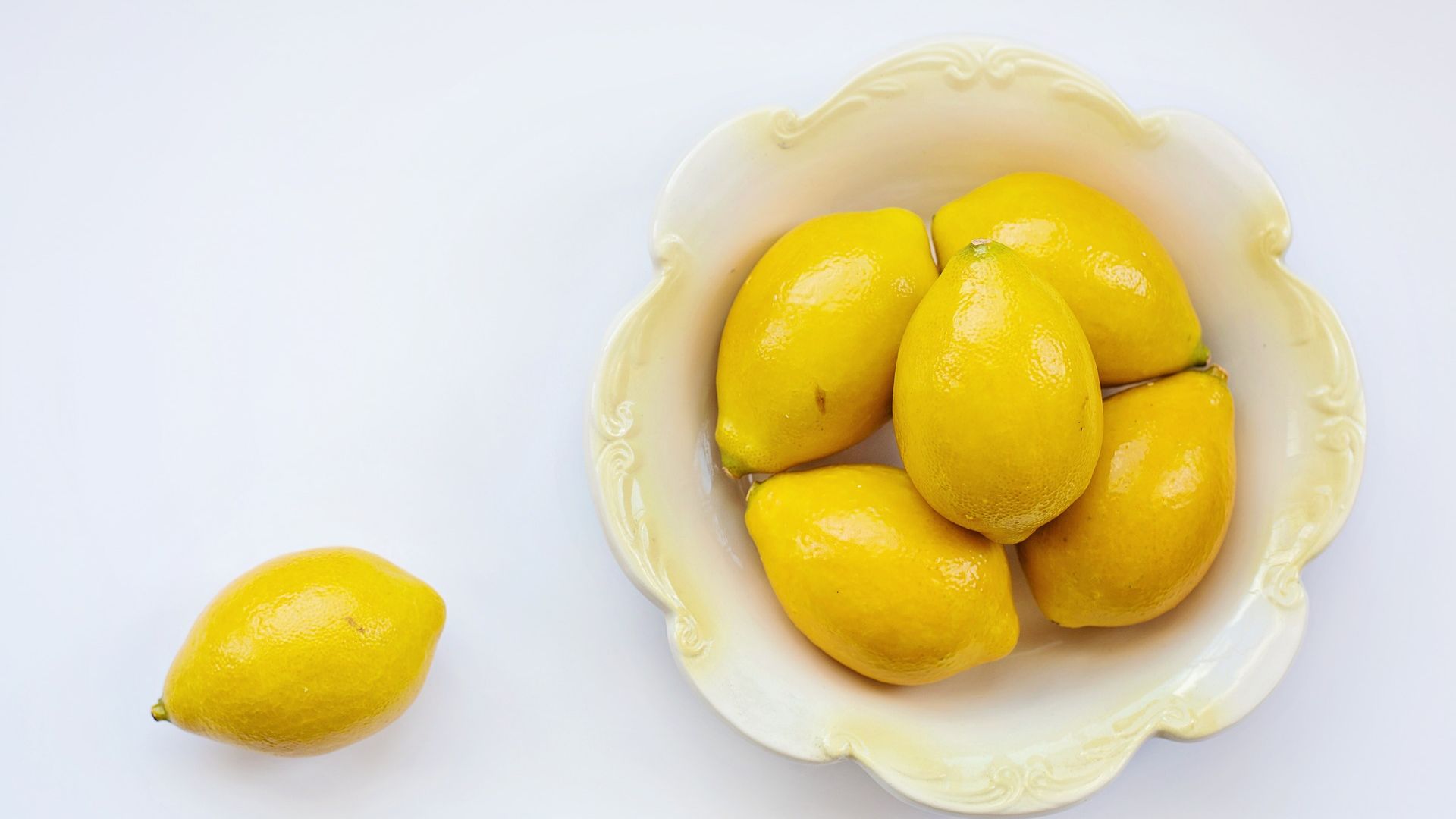 Wallpaper Lemons, yellow fruits, bowl